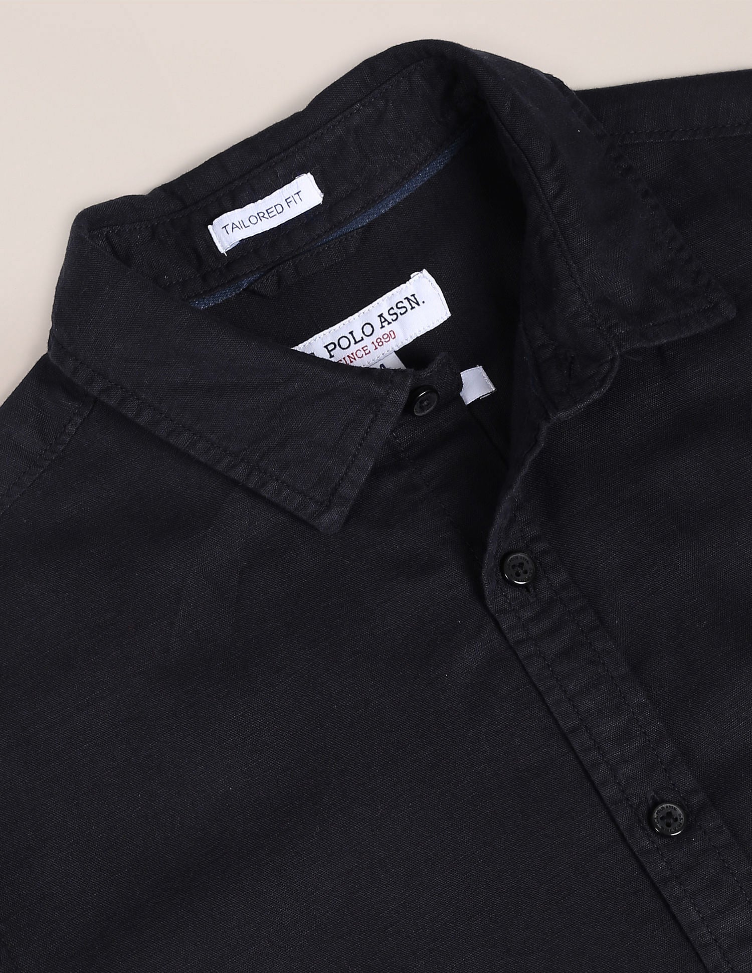 Linen Tailored Fit Shirt Black - U.S. POLO ASSN. | Large