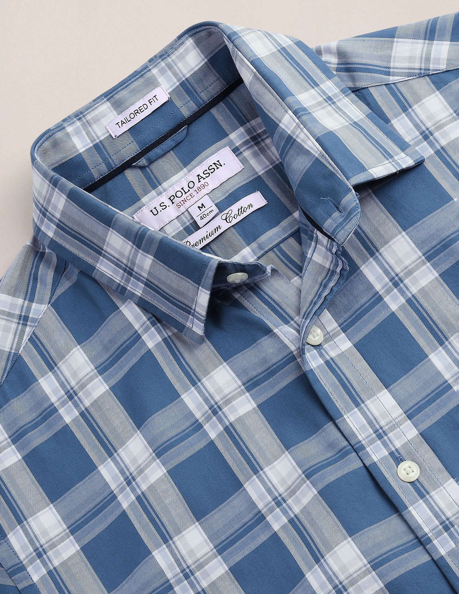Tartan Check Tailored Fit Shirt Blue - U.S. POLO ASSN. | Large