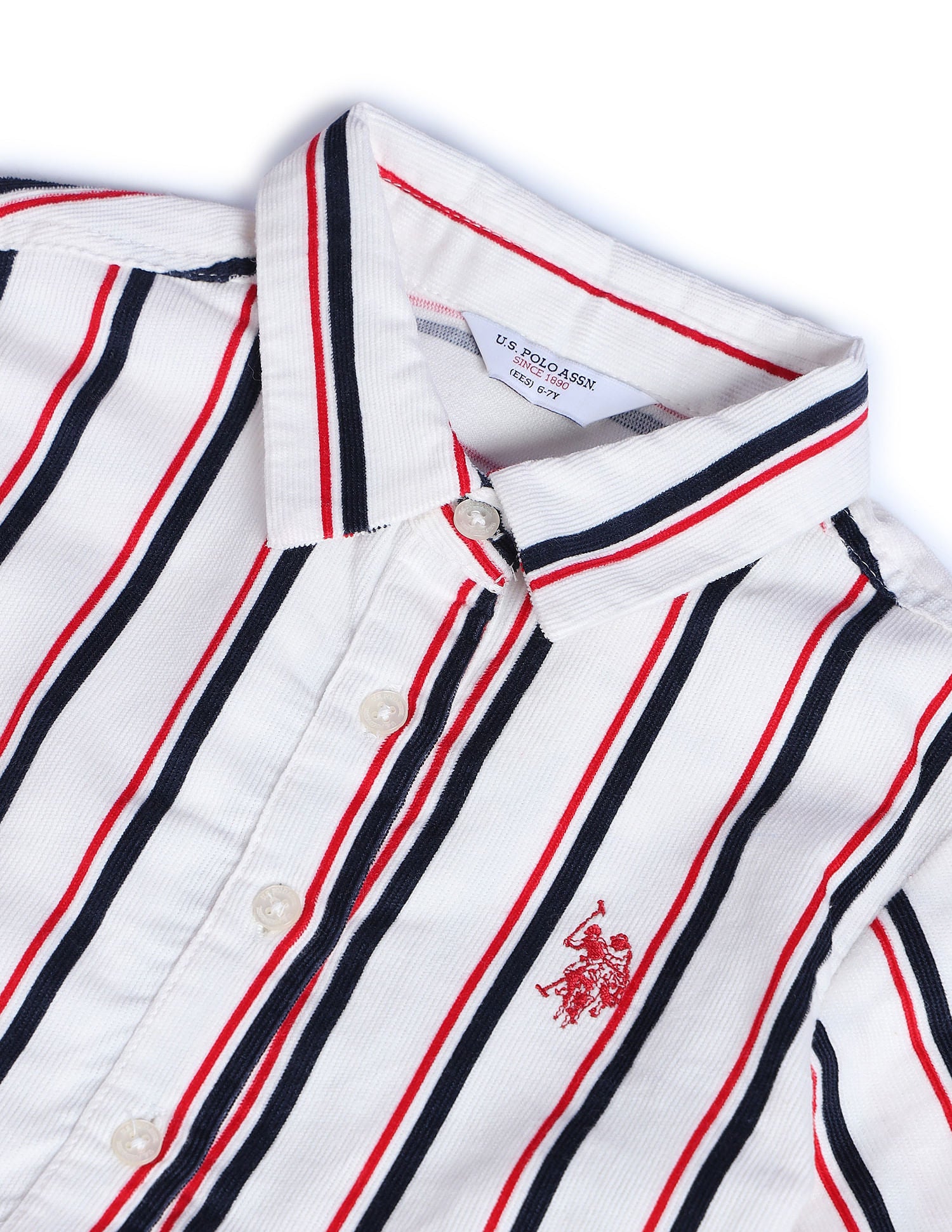 Girls Vertical Striped Corduroy Dress Snow White - U.S. Polo Assn. India | Large