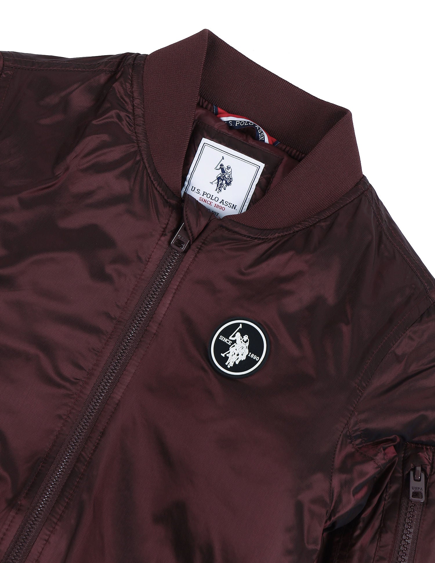Boys Solid Mock Collar Jacket Burgundy - U.S. POLO ASSN. | Large