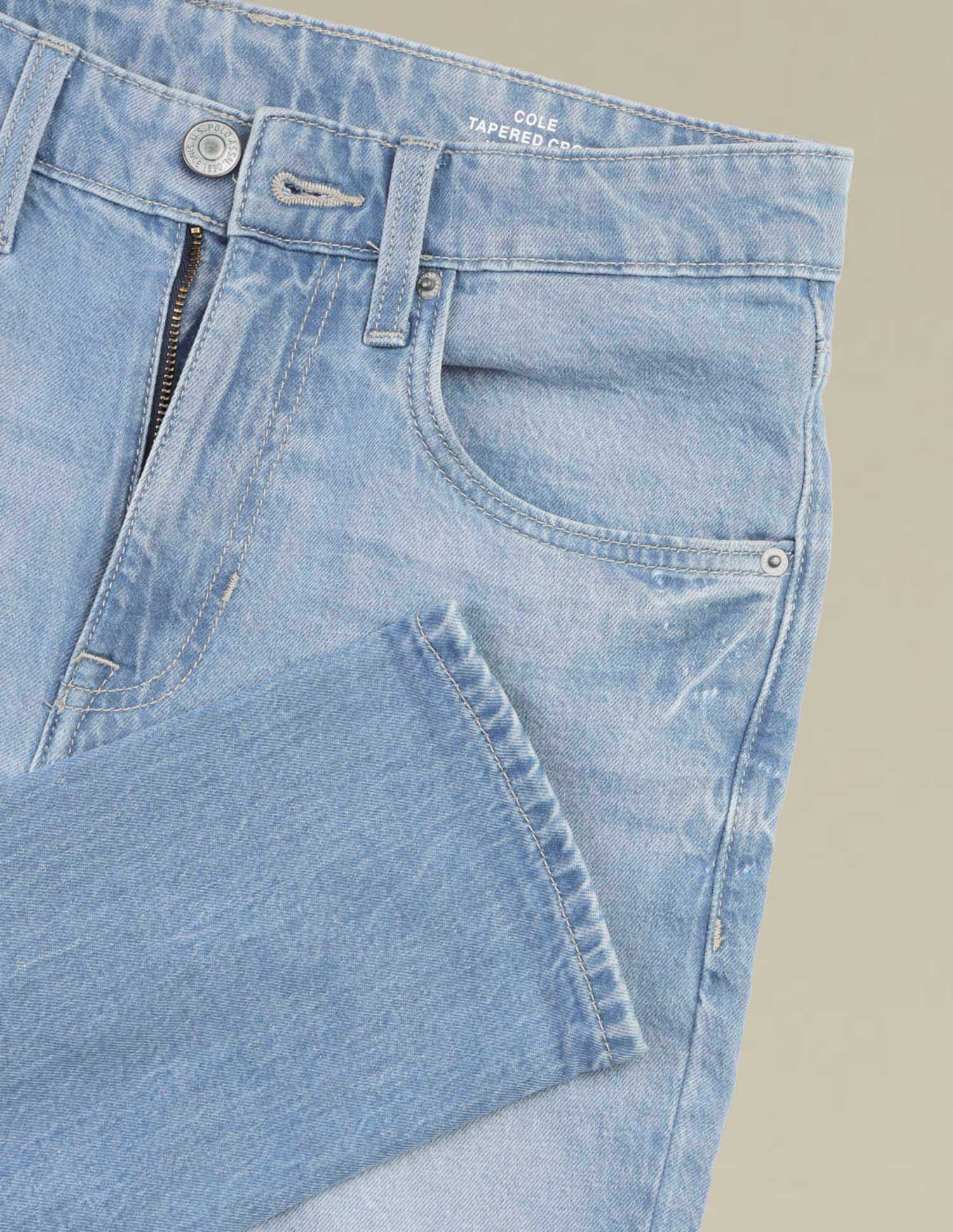 Cole Comfort Cropped Fit Blue Jeans Light Blue - U.S. POLO ASSN. | Large