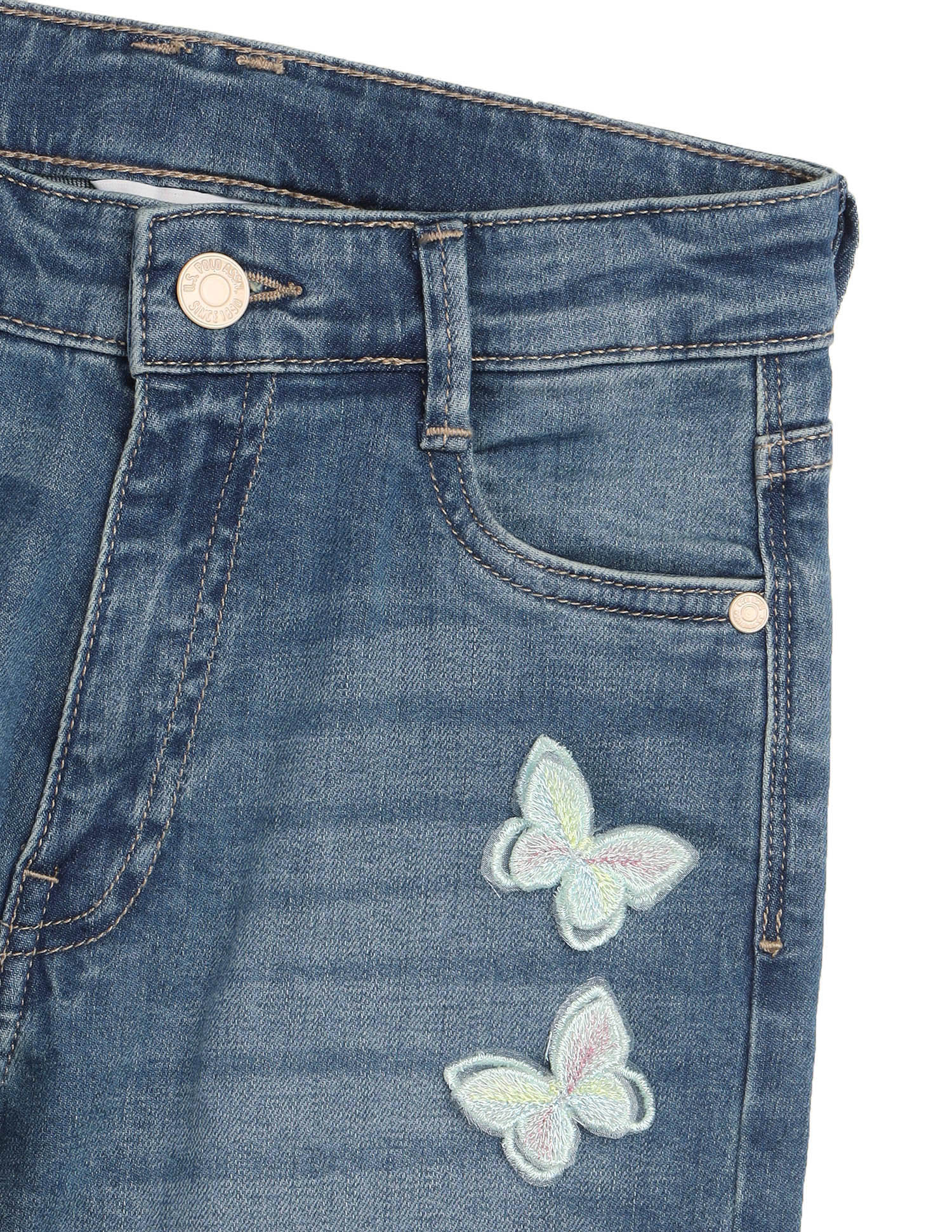 Girls Regular Fit Whiskered Jeans Blue - U.S. POLO ASSN. | Large