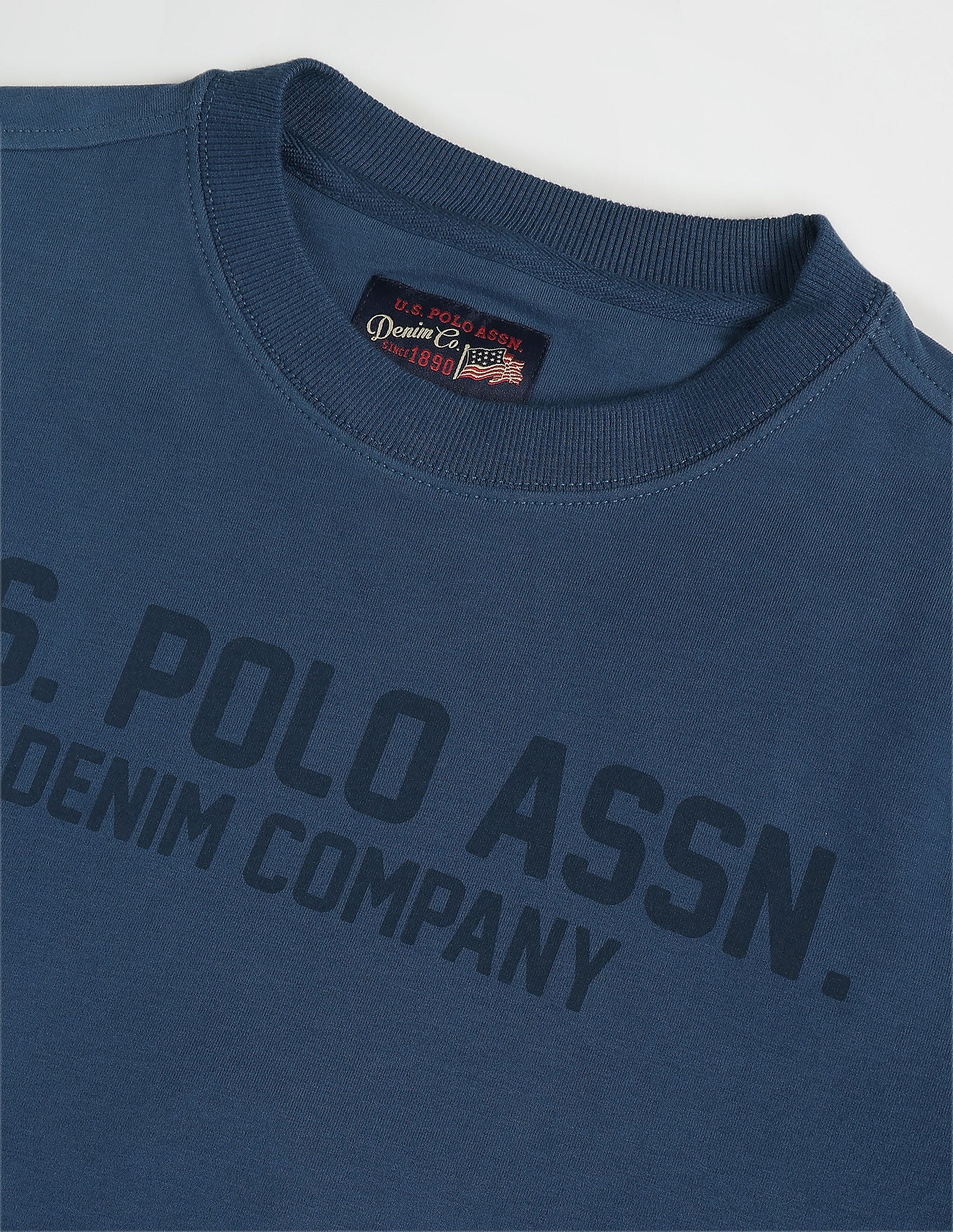 Brand Print Crew Neck Sweatshirt Teal - U.S. Polo Assn. India | Large