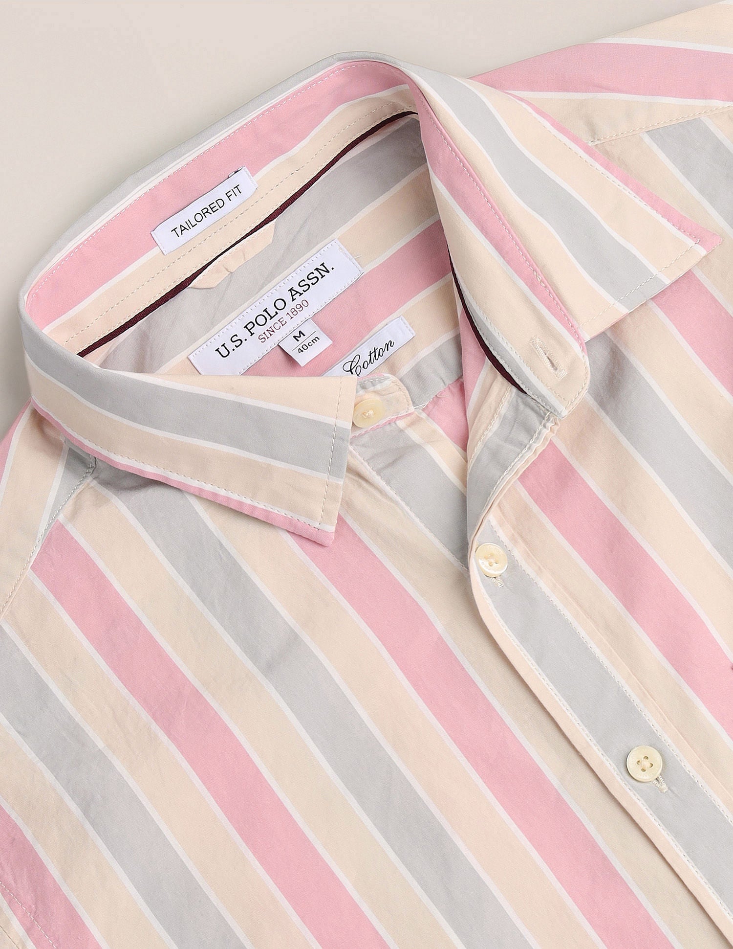 Premium Cotton Vertical Stripe Shirt Pink - U.S. Polo Assn. India | Large
