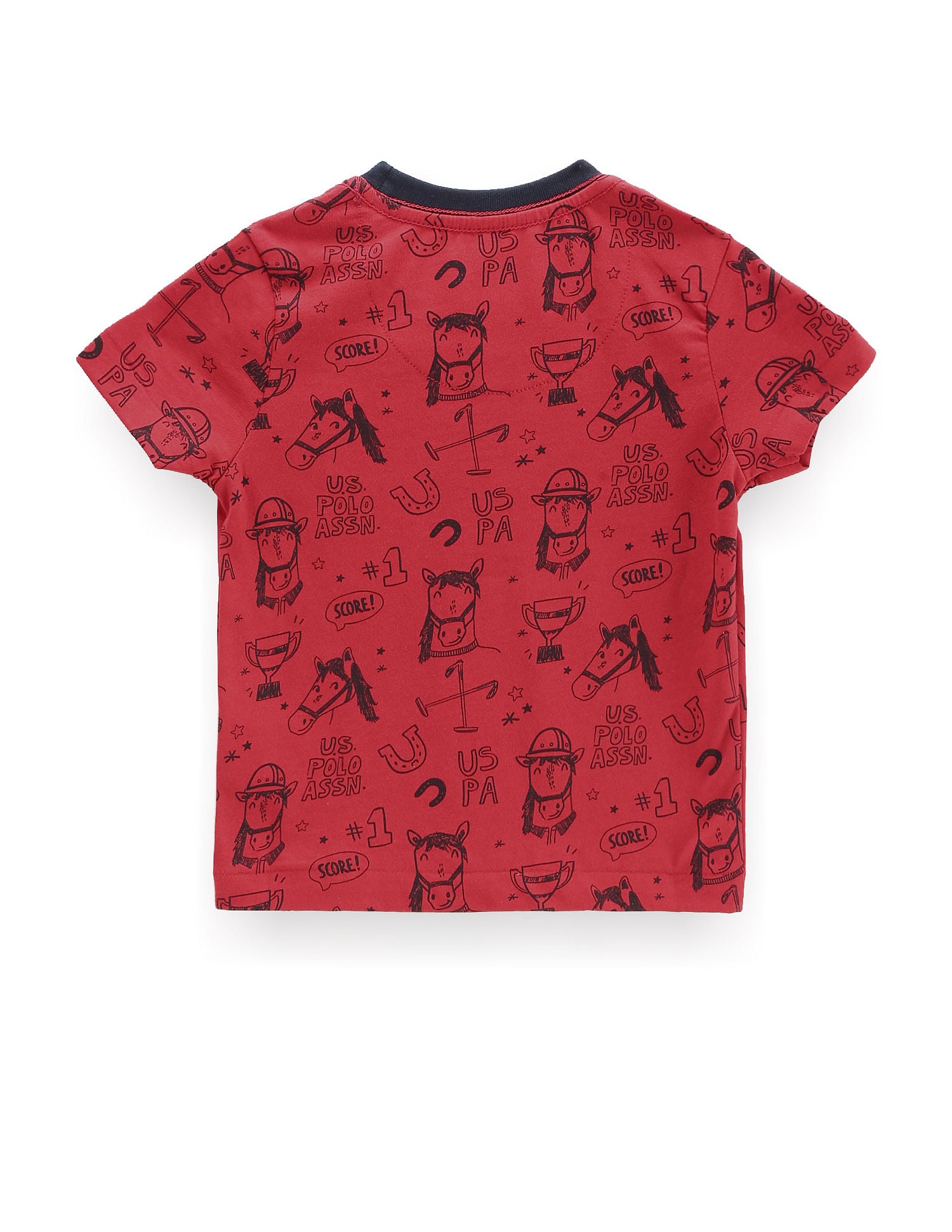 Boys Graphic Print Cotton T-Shirt Red - U.S. Polo Assn. India | Large