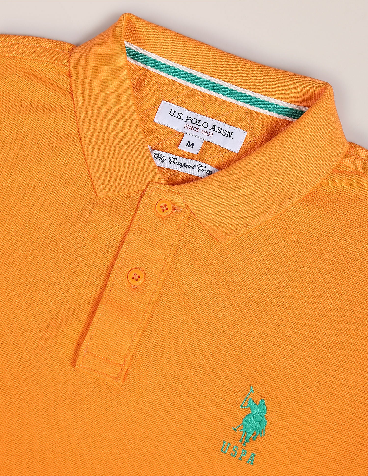Cotton Solid Polo Shirt Light Orange - U.S. Polo Assn. India | Large