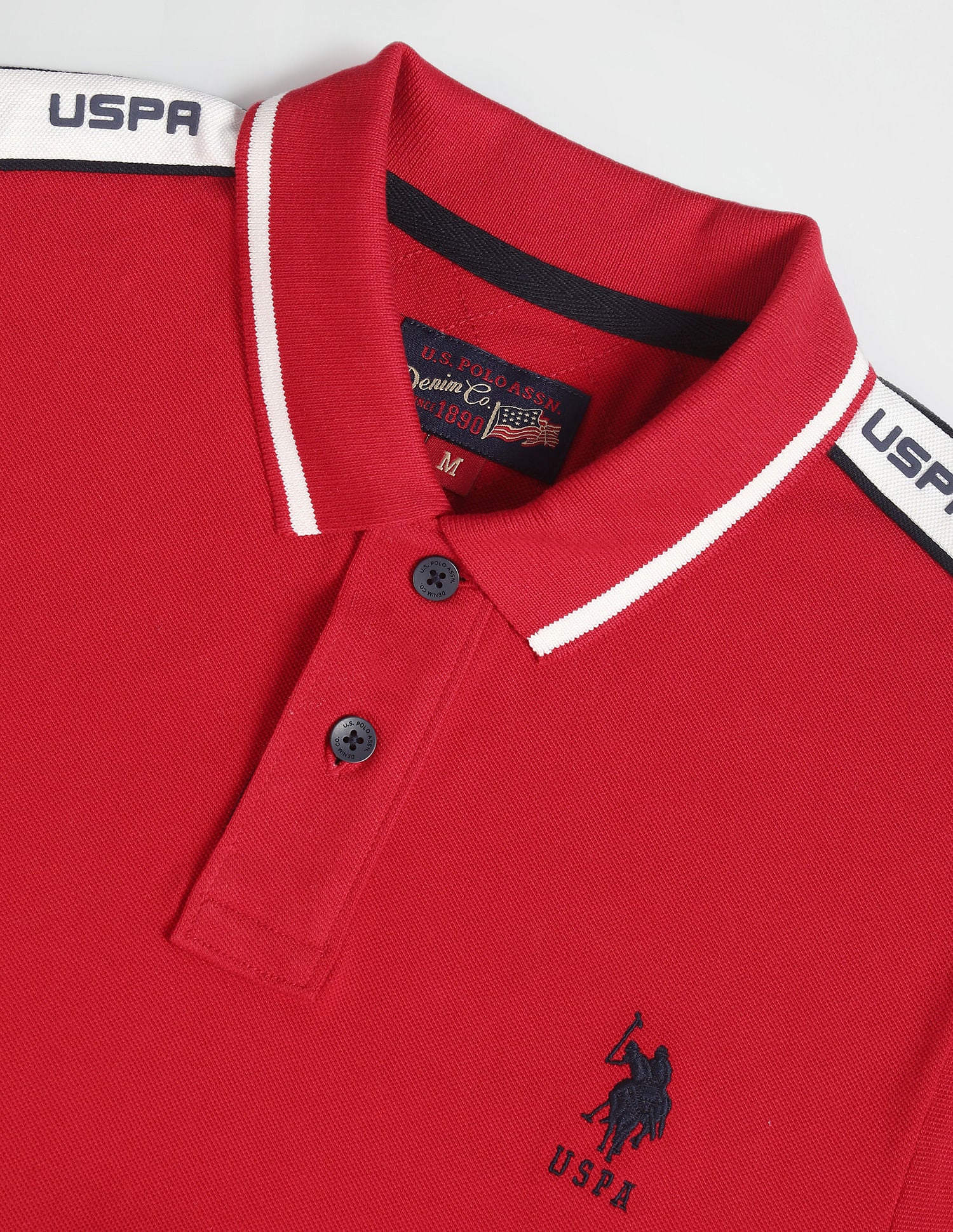 Brand Tape Cotton Polo Shirt Red - U.S. Polo Assn. India | Large