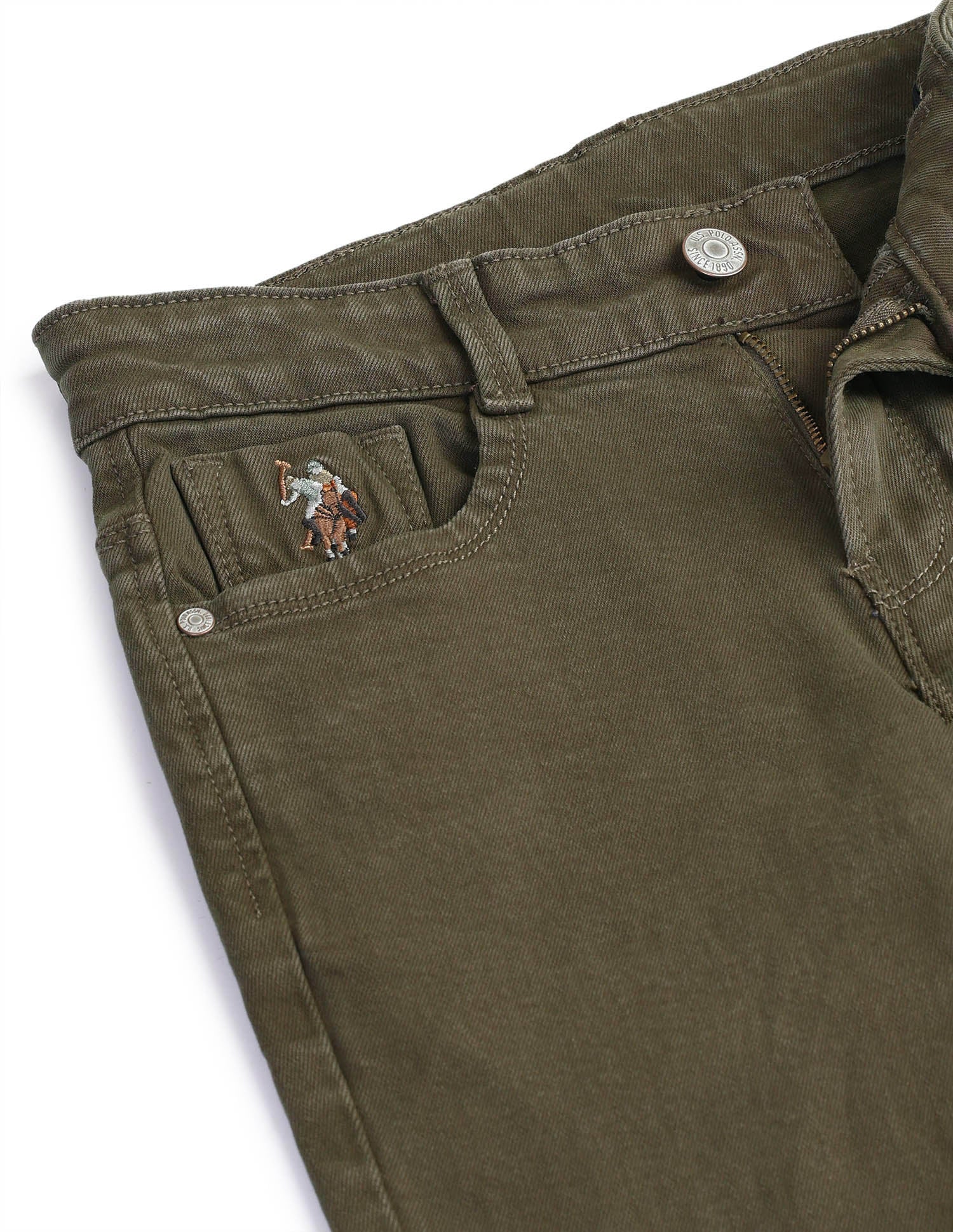 Slim fit Solid Jeans Dark Olive - U.S. POLO ASSN. | Large