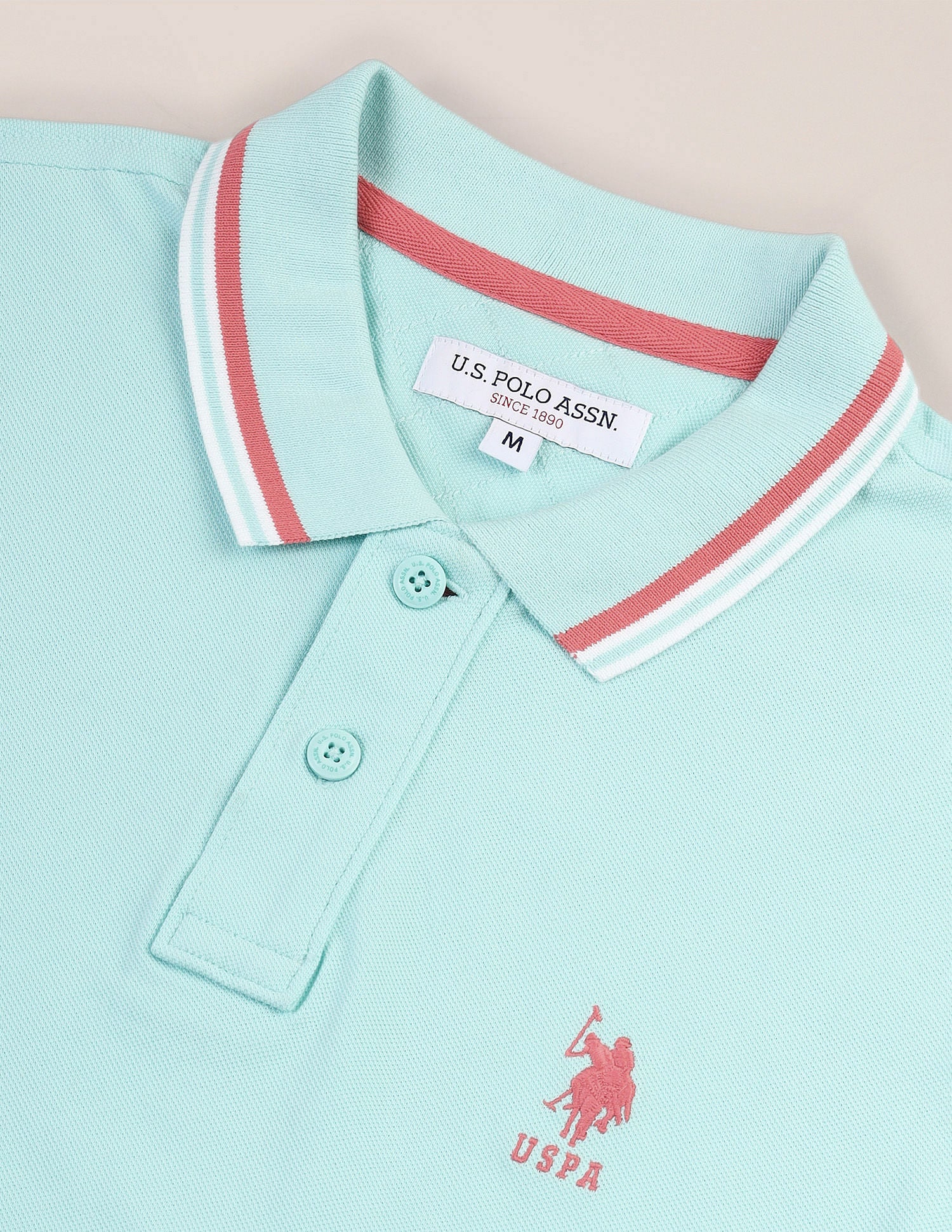 Tipped Collar Slim Polo Shirt Light Blue - U.S. Polo Assn. India | Large