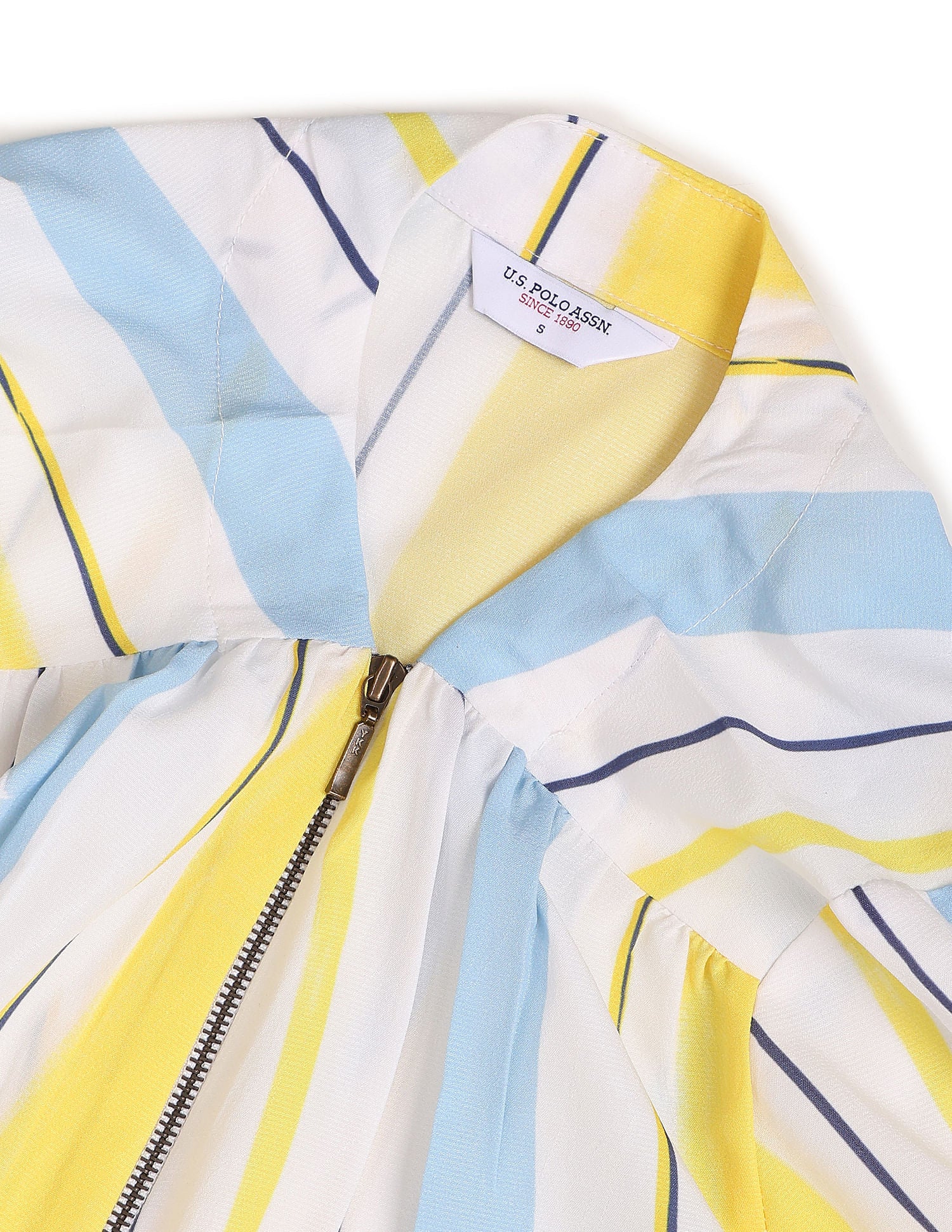 V-Neck Vertical Stripe Top Yellow and Blue - U.S. POLO ASSN. | Large