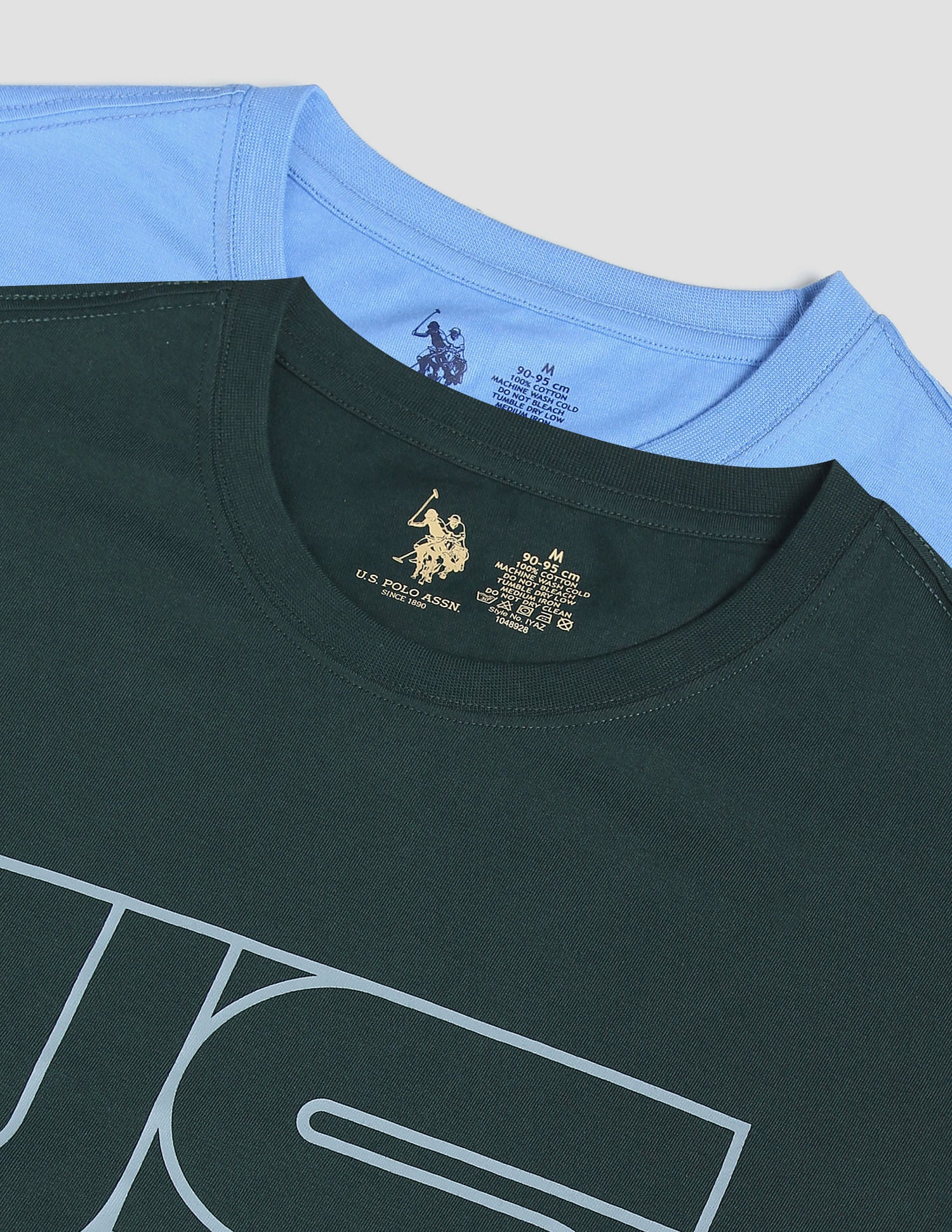Brand Print Cotton IYAZ Lounge T-Shirt - Pack Of 2 Green and Blue - U.S. POLO ASSN. | Large