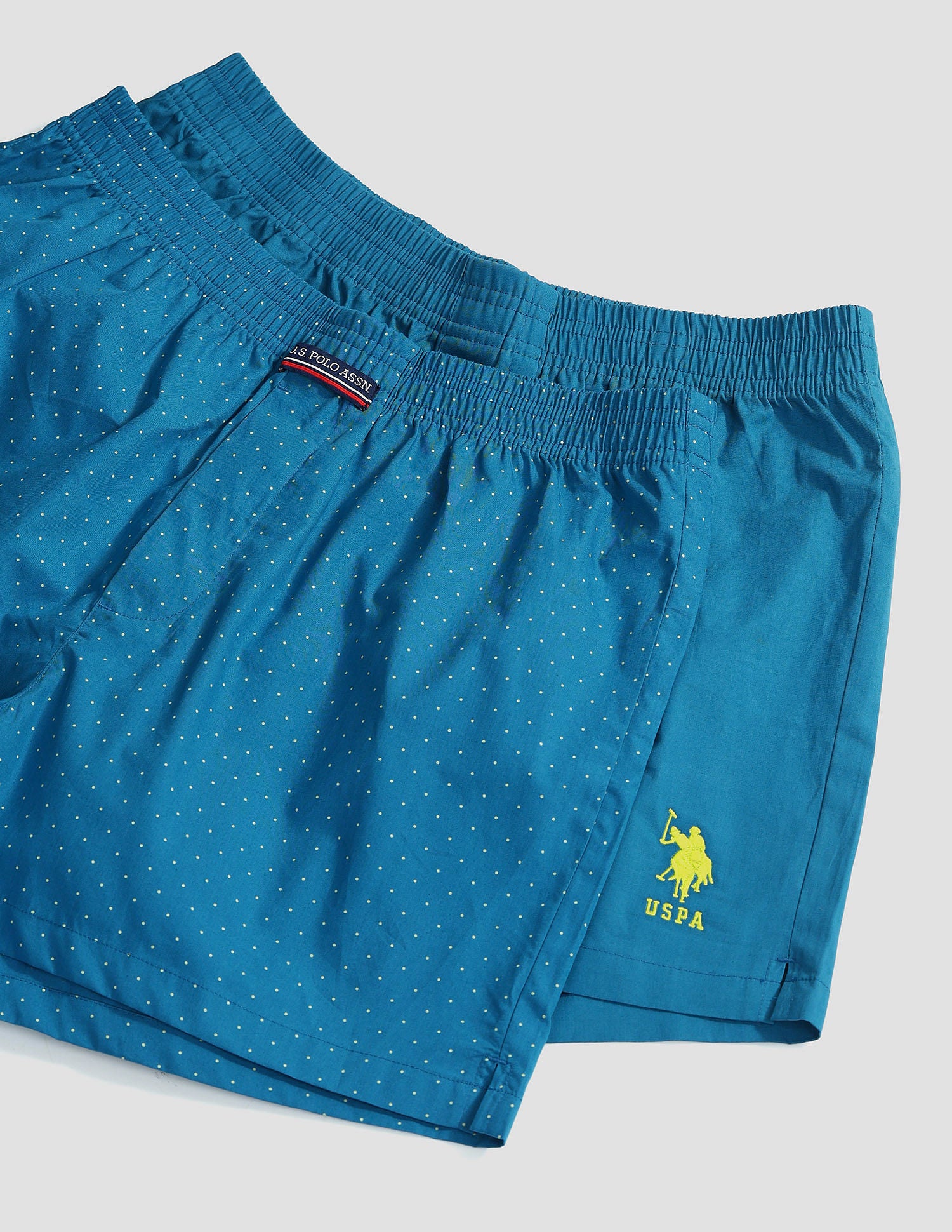 Mid Rise Solid OEX05 Shorts - Pack Of 2 Polka Dot Celestial Blue And Celestial Blue - U.S. POLO ASSN. | Large