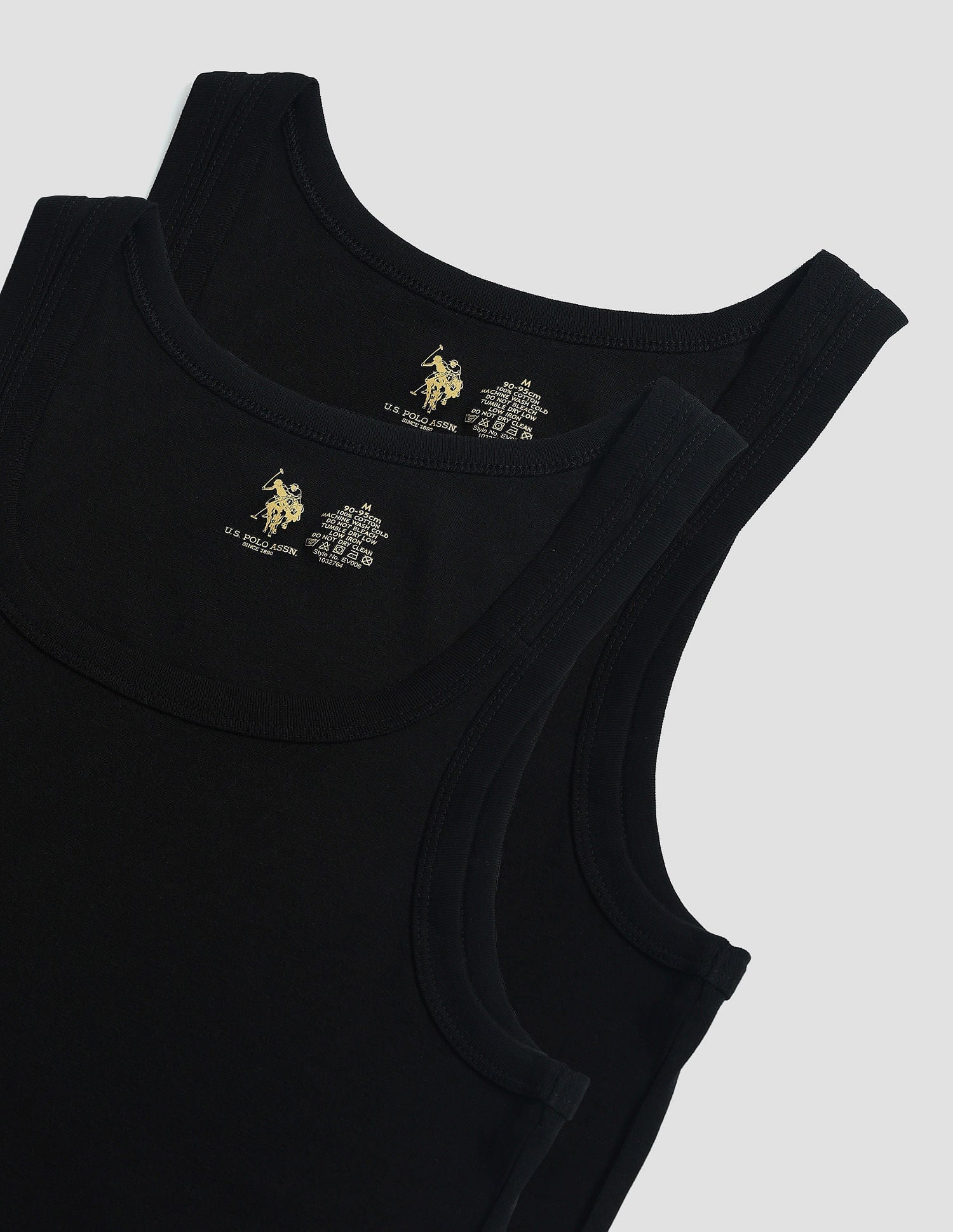 Pure Cotton EV006 Vest - Pack Of 2 Black - U.S. POLO ASSN. | Large