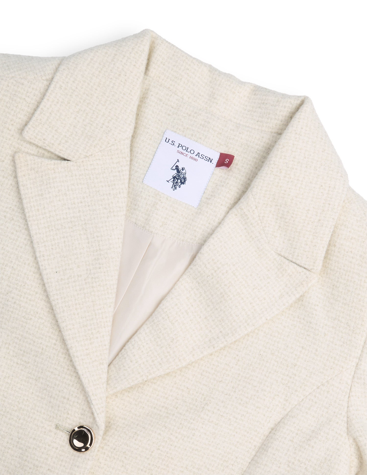 Solid Cropped Blazer Jacket Off-White - U.S. Polo Assn. India | Large