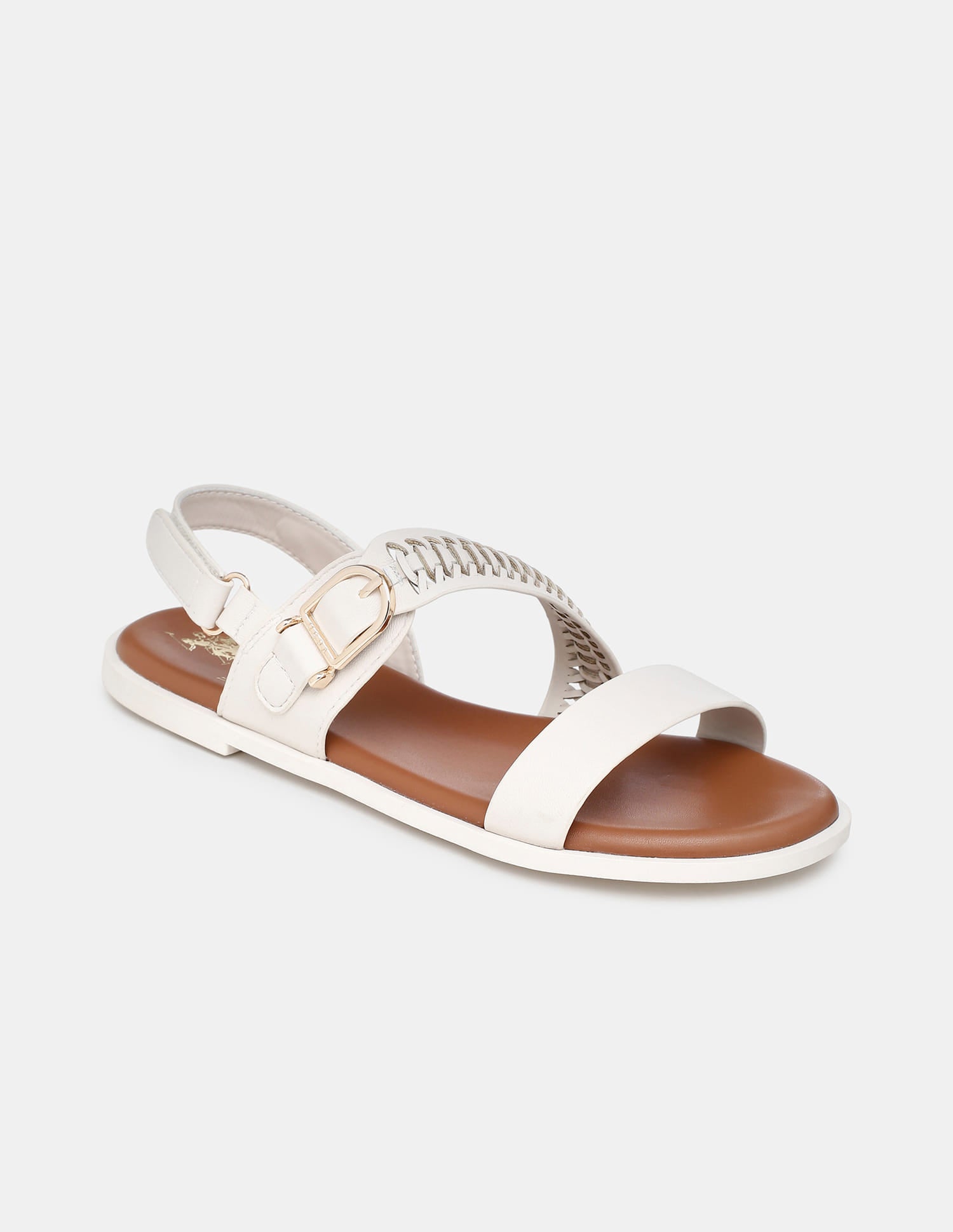 Women Axelle Patterned Vamp Strap Sandals Off White - U.S. Polo Assn. India | Large