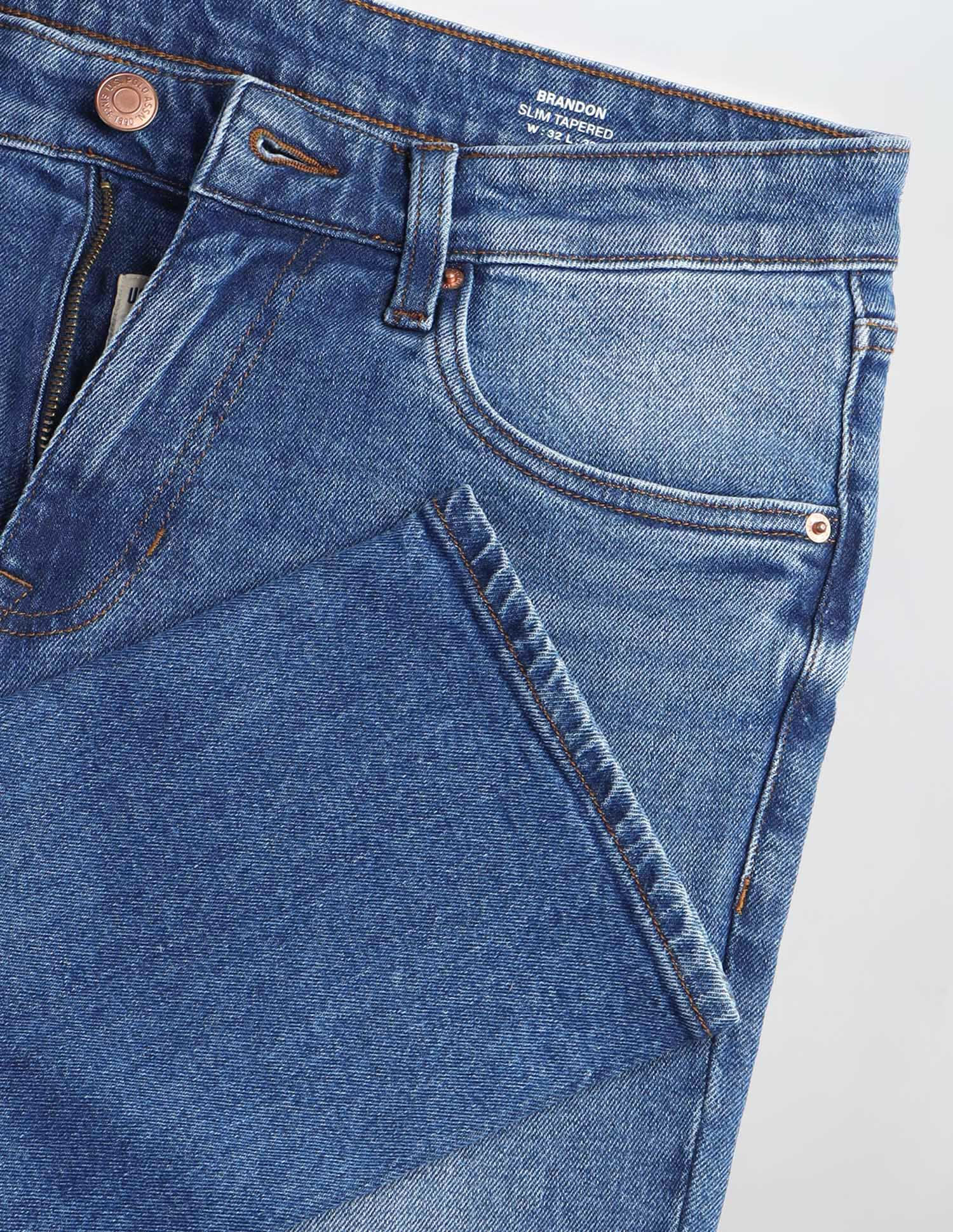 Brandon Slim Tapered Fit Blue Jeans Med Blue - U.S. POLO ASSN. | Large