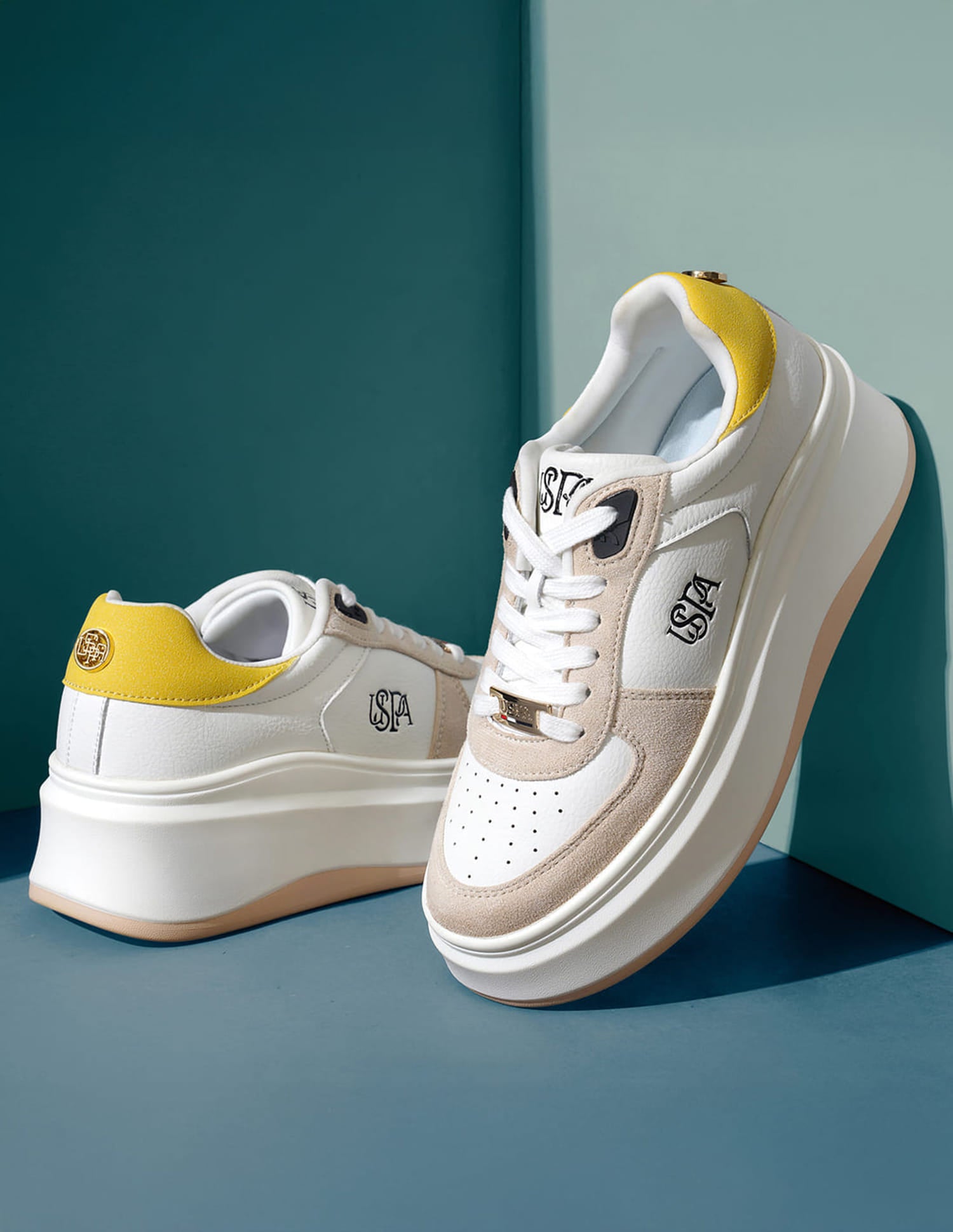 Ariella 2.0 Colourblocked Chunky Sneakers Off White - U.S. Polo Assn. India | Large