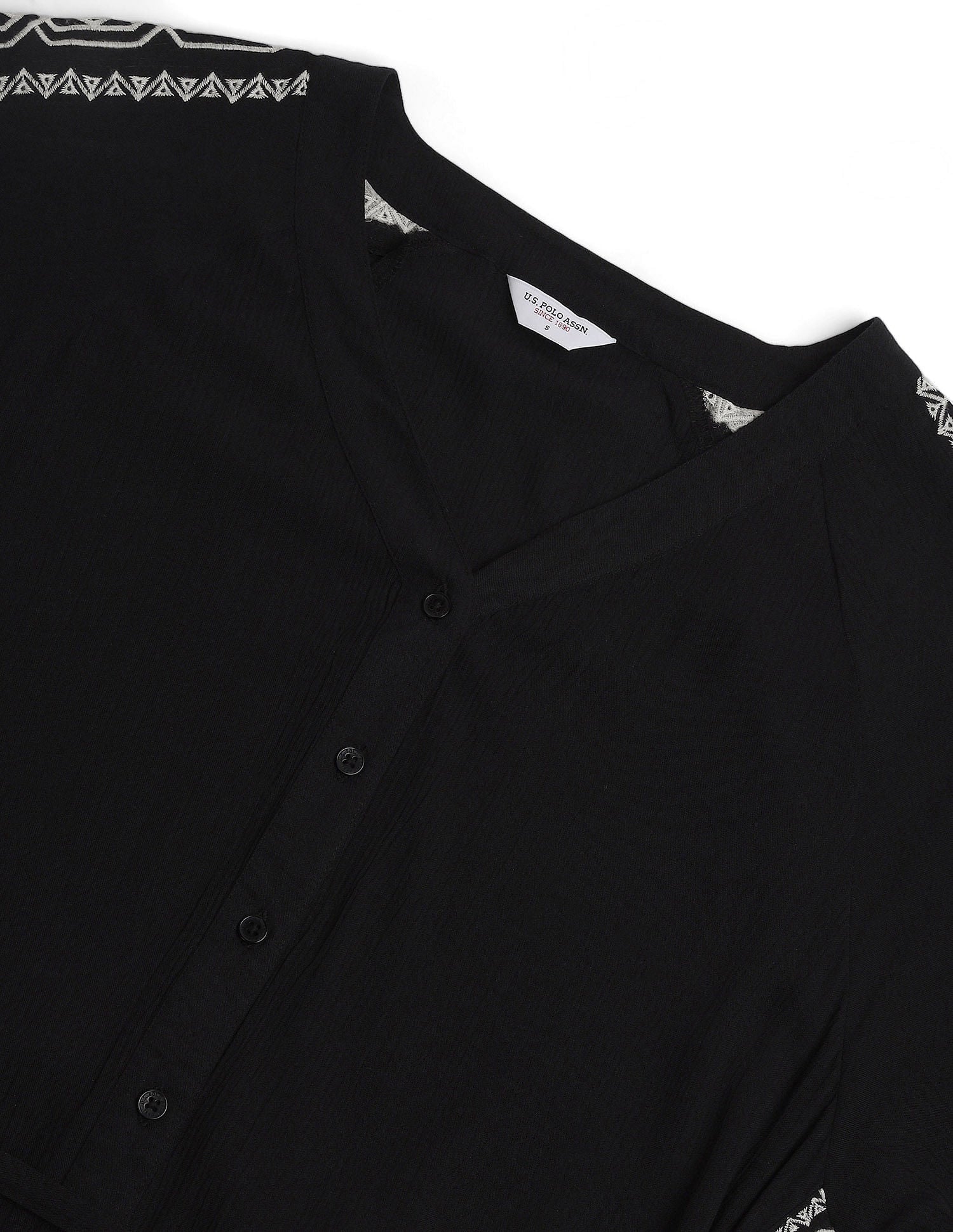 Crinkle Viscose Embroidered Dress Black - U.S. Polo Assn. India | Large