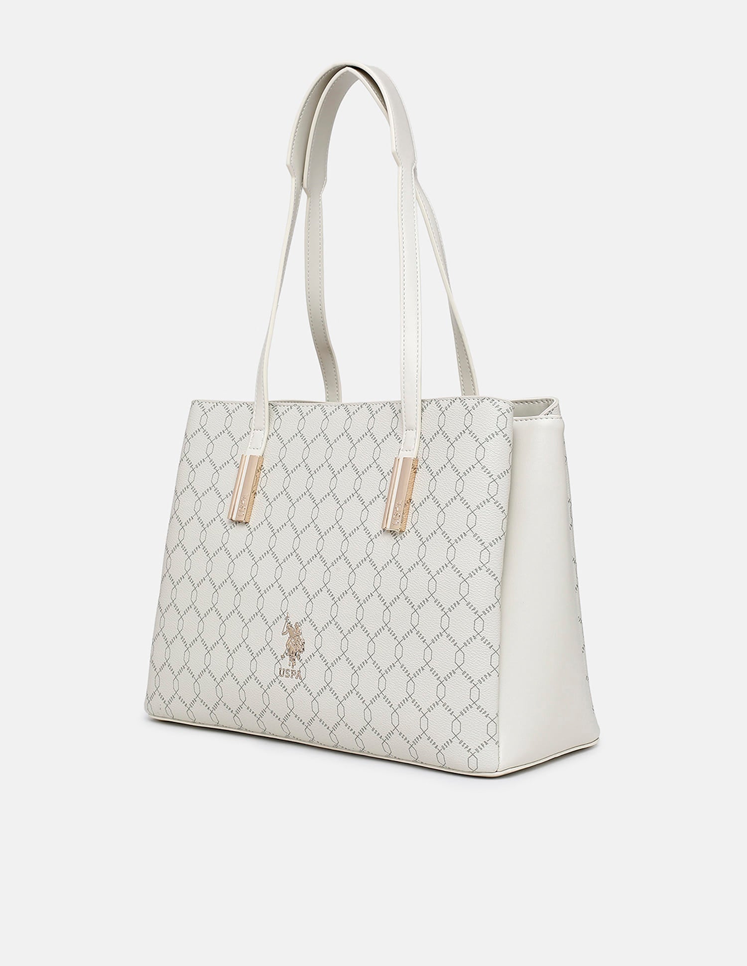 Cia Monogram Tote Bag Off White - U.S. Polo Assn. India | Large