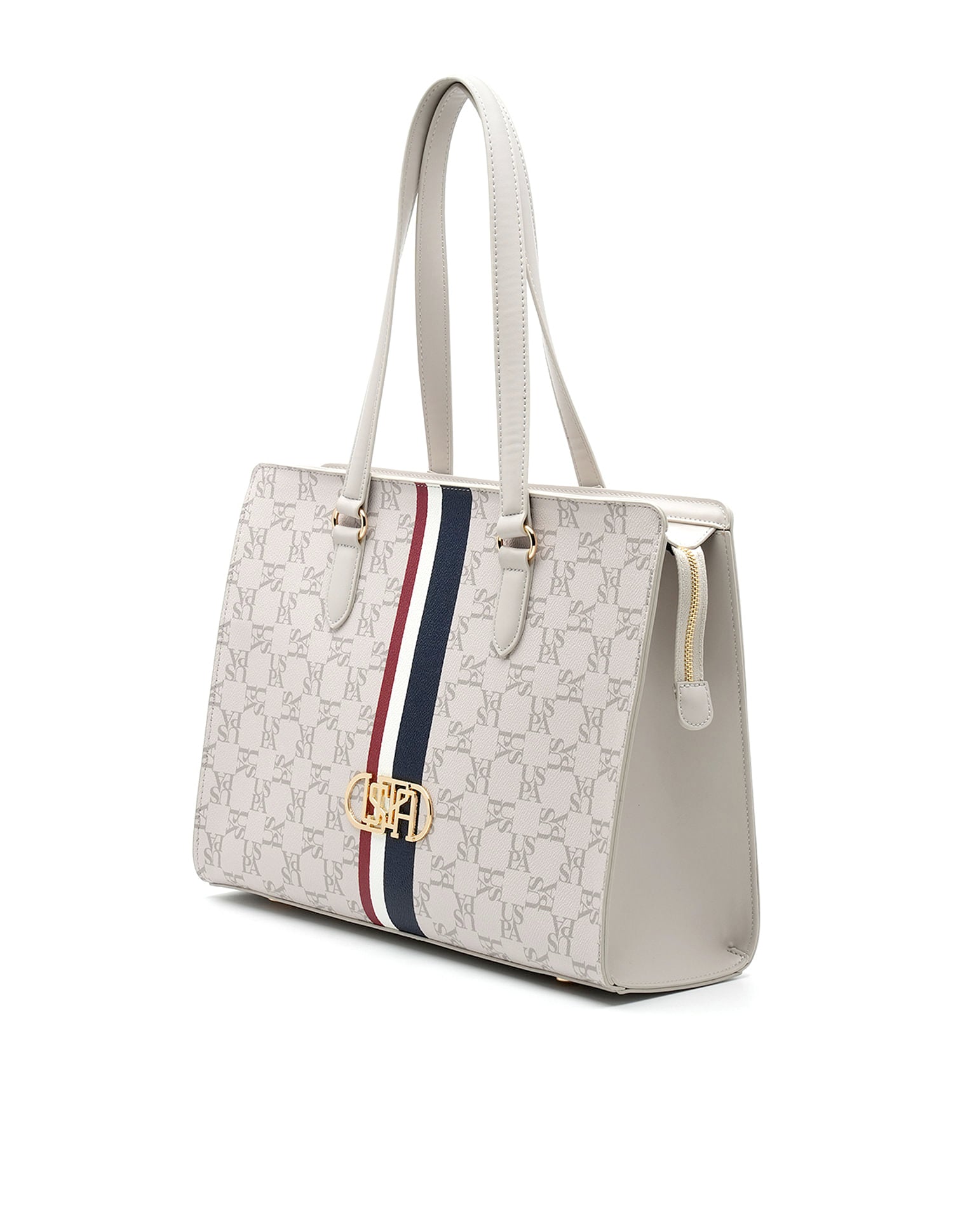 Zora Monogram Tote Bag Off White - U.S. Polo Assn. India | Large