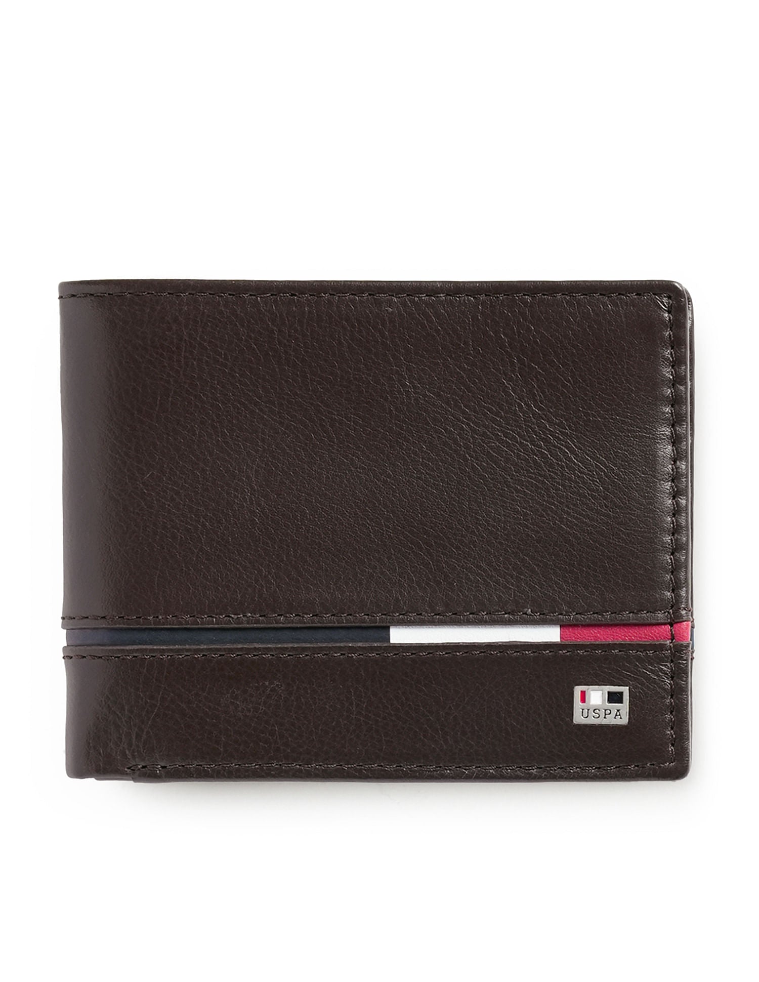 Bi-Fold Textured Wallet Dark Brown - U.S. POLO ASSN. | Large