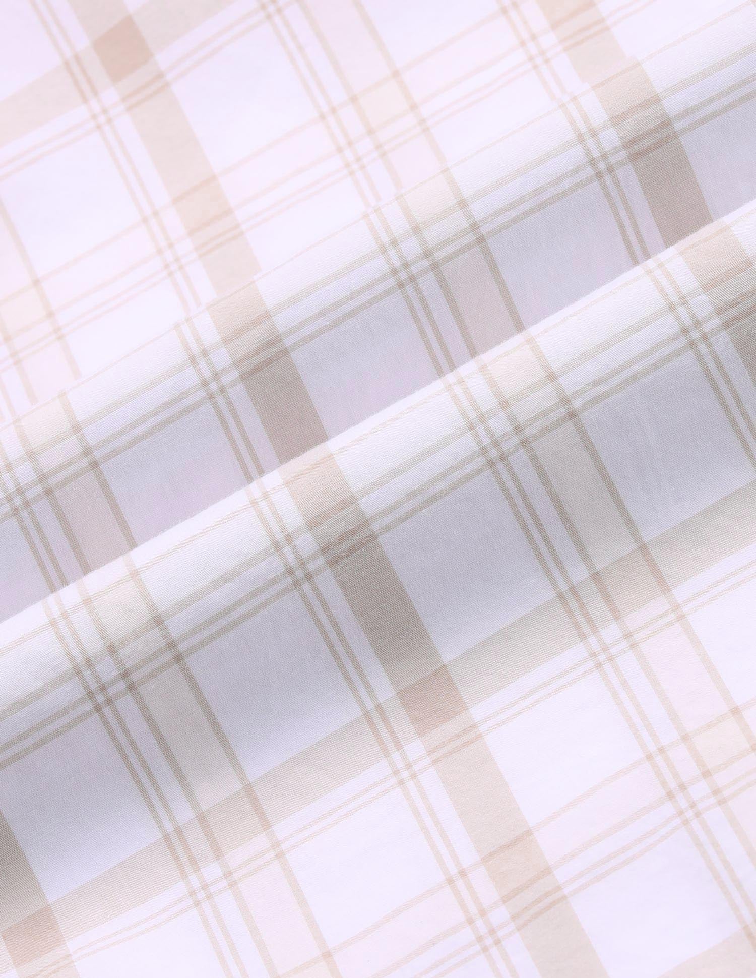 Grid Tattersall Checked Tailored Fit Shirt Light Beige - U.S. Polo Assn. India | Large