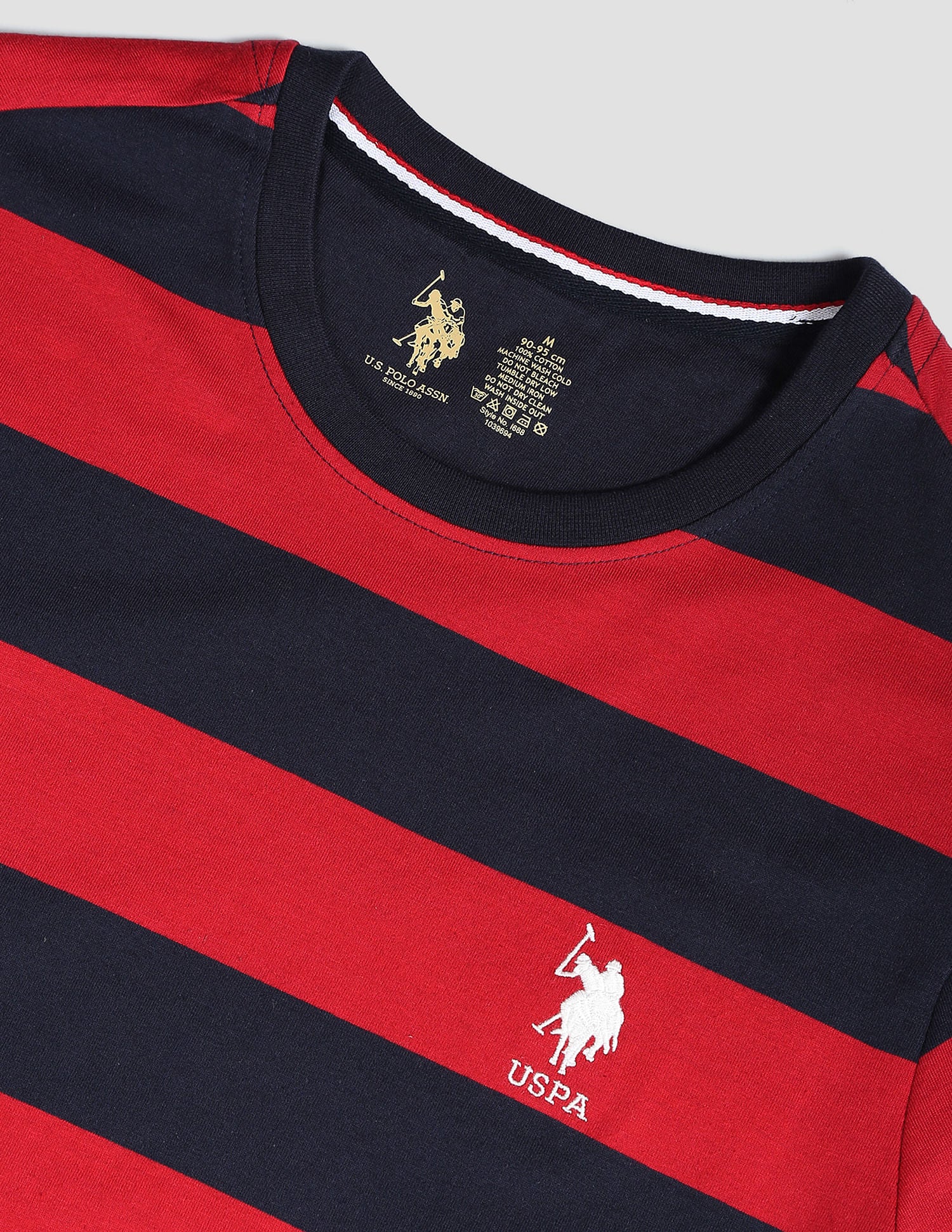 Crew Neck Striped I688 Lounge T-Shirt - Pack Of 1 Red and Navy - U.S. POLO ASSN. | Large