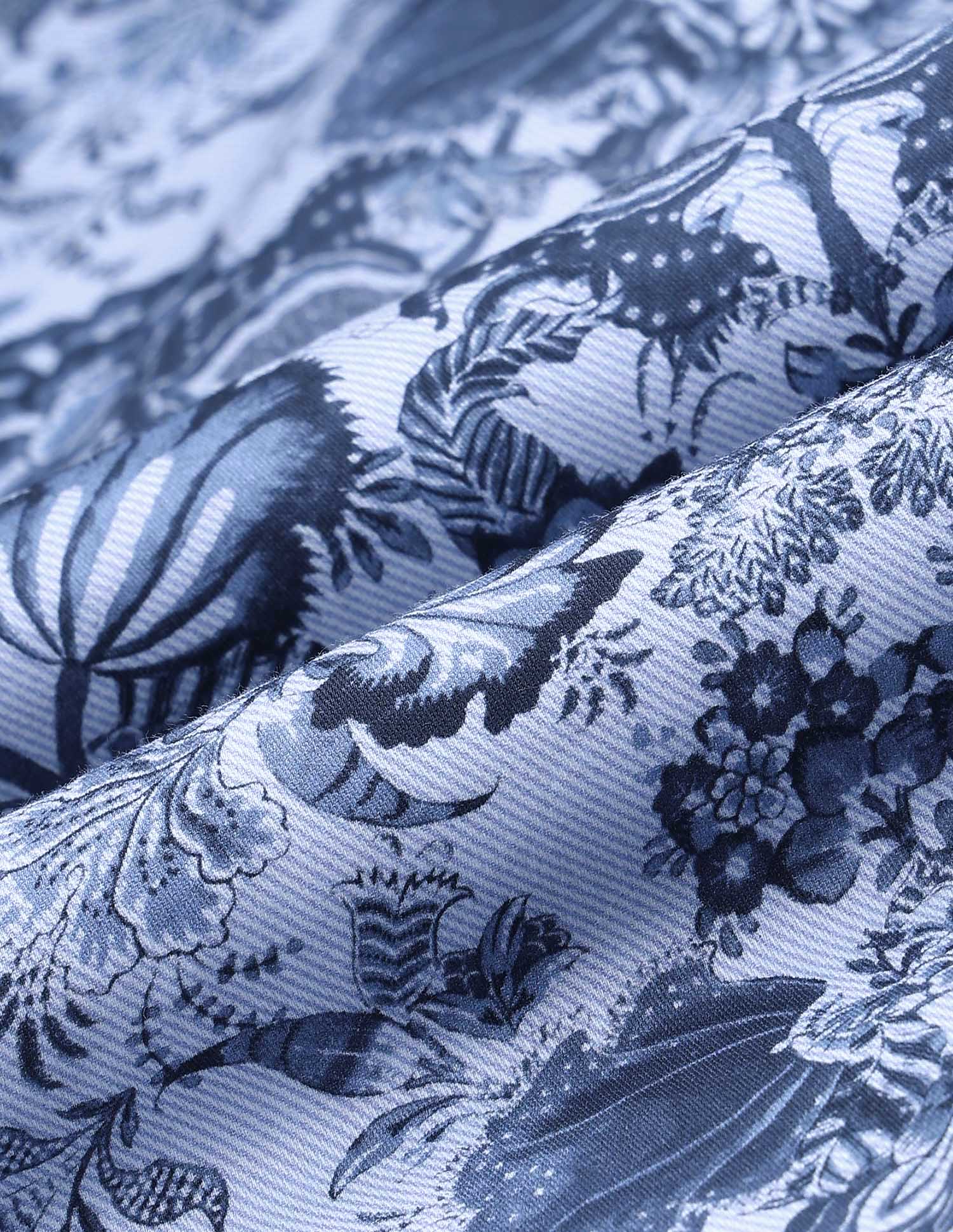 Floral Printed Satin Shirt Blue - U.S. POLO ASSN. | Large