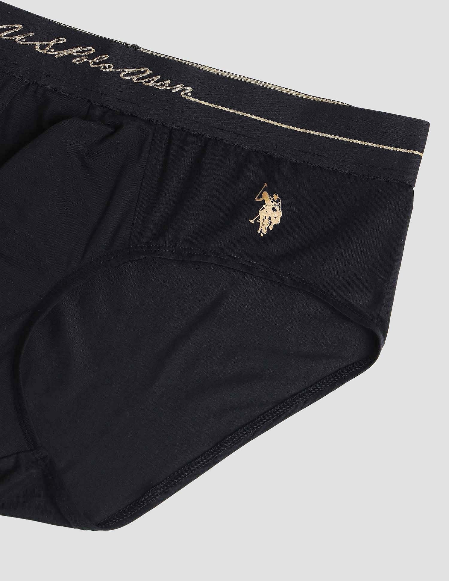 Elasticized Waist Solid PB004 Briefs - Pack of 1 Black - U.S. POLO ASSN. | Large