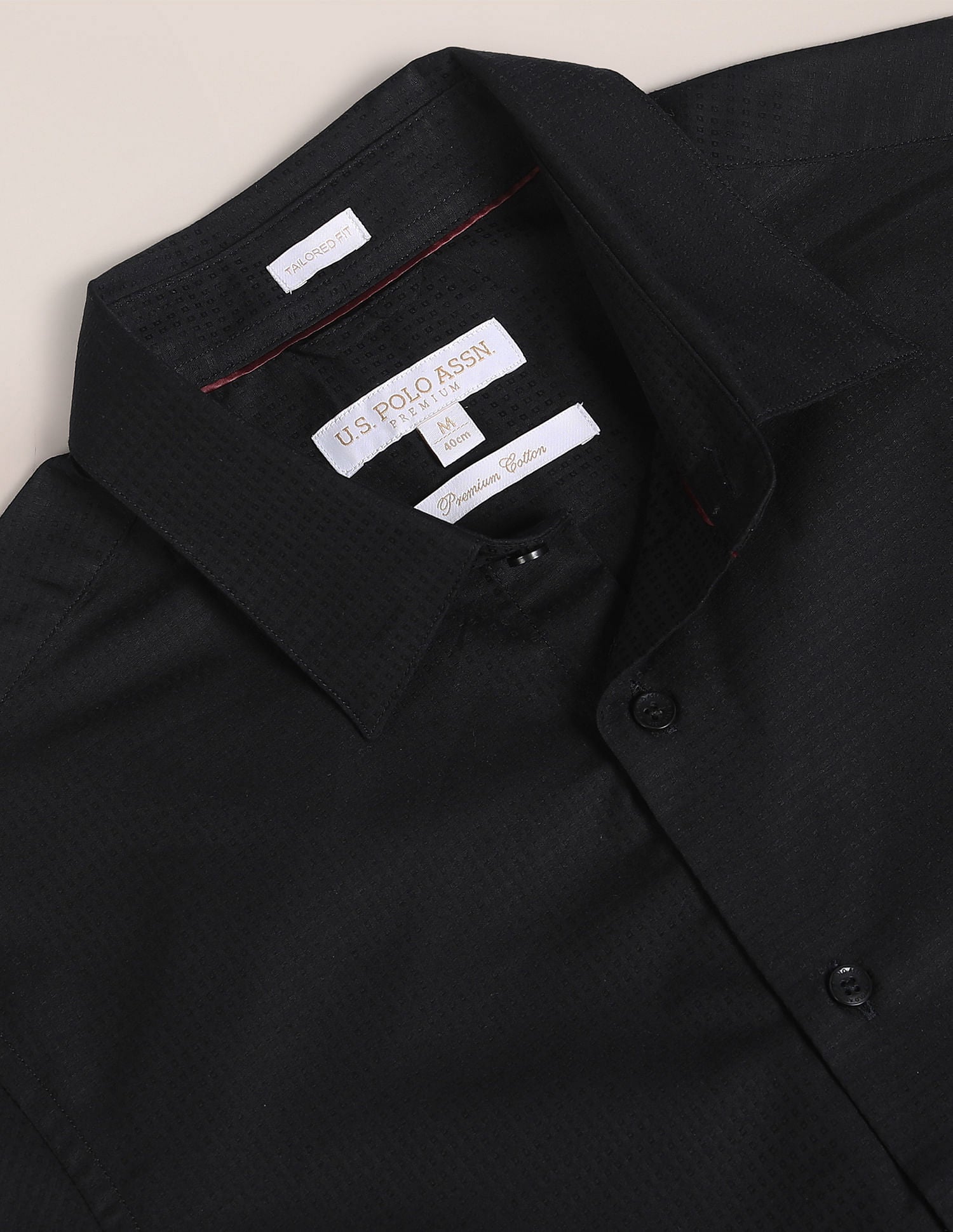 Premium Cotton Dobby Shirt Black - U.S. Polo Assn. India | Large