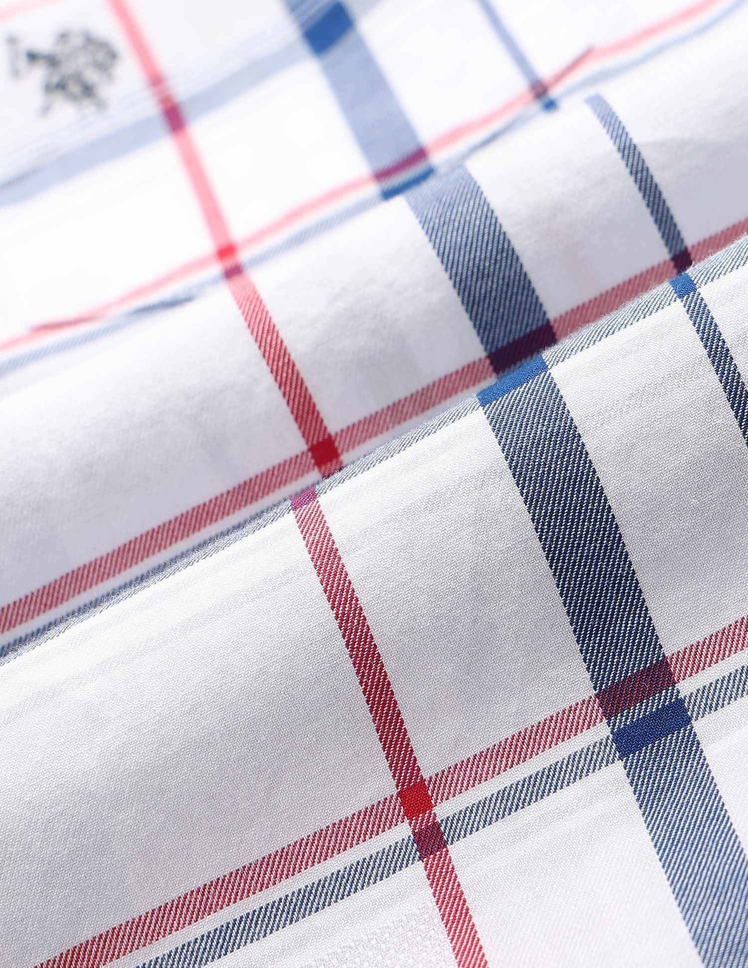 Boys Grid Tattersall Checked Regular Fit Shirt Blue - U.S. POLO ASSN. | Large