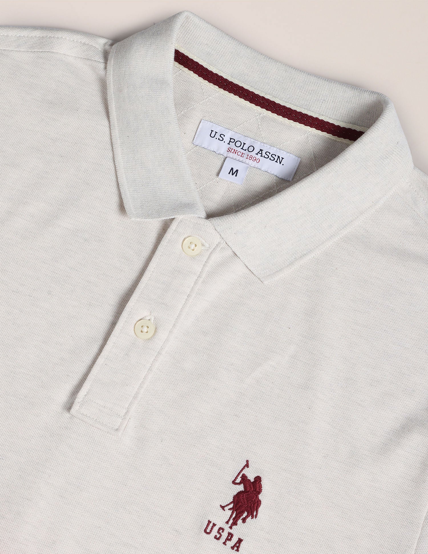 Slim Fit Solid Polo Shirt White - U.S. Polo Assn. India | Large