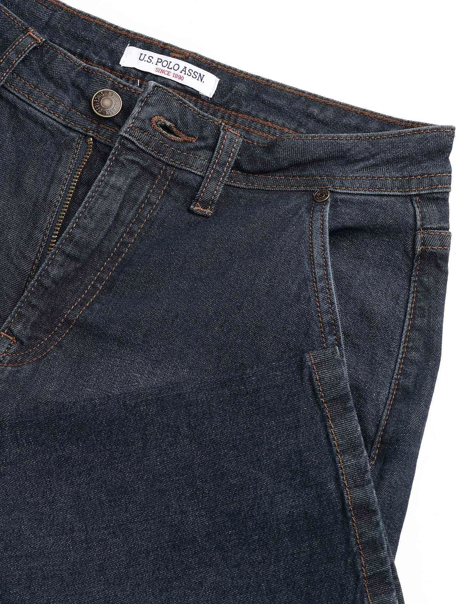 High Rise Straight Fit Jeans Dark Blue - U.S. POLO ASSN. | Large