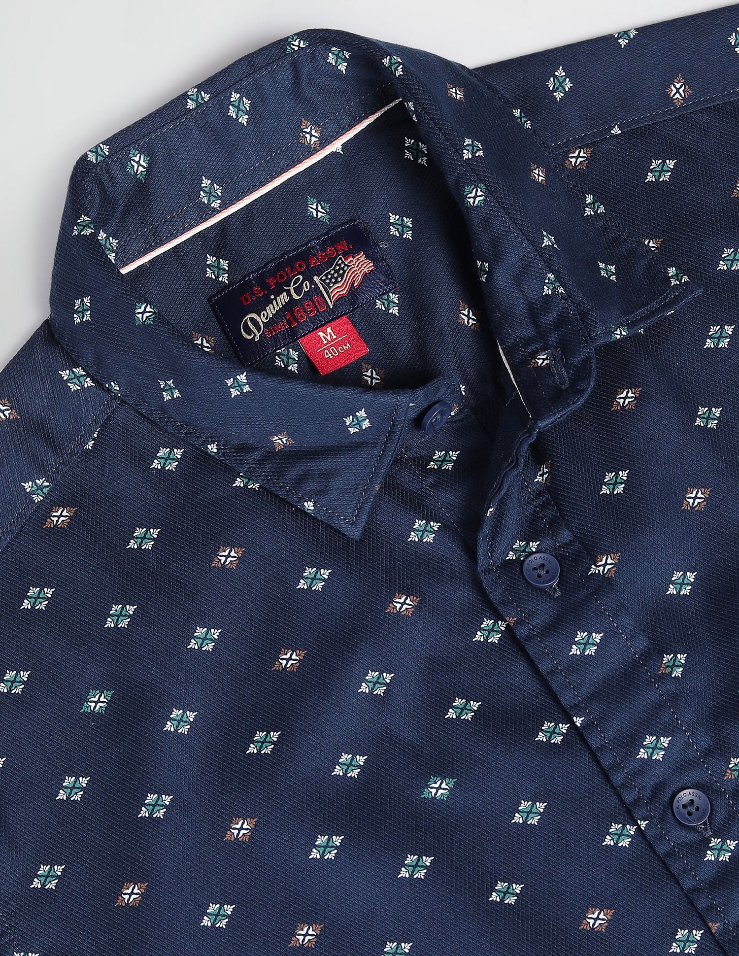 Motif Print Slim Fit Shirt Navy - U.S. Polo Assn. India | Large