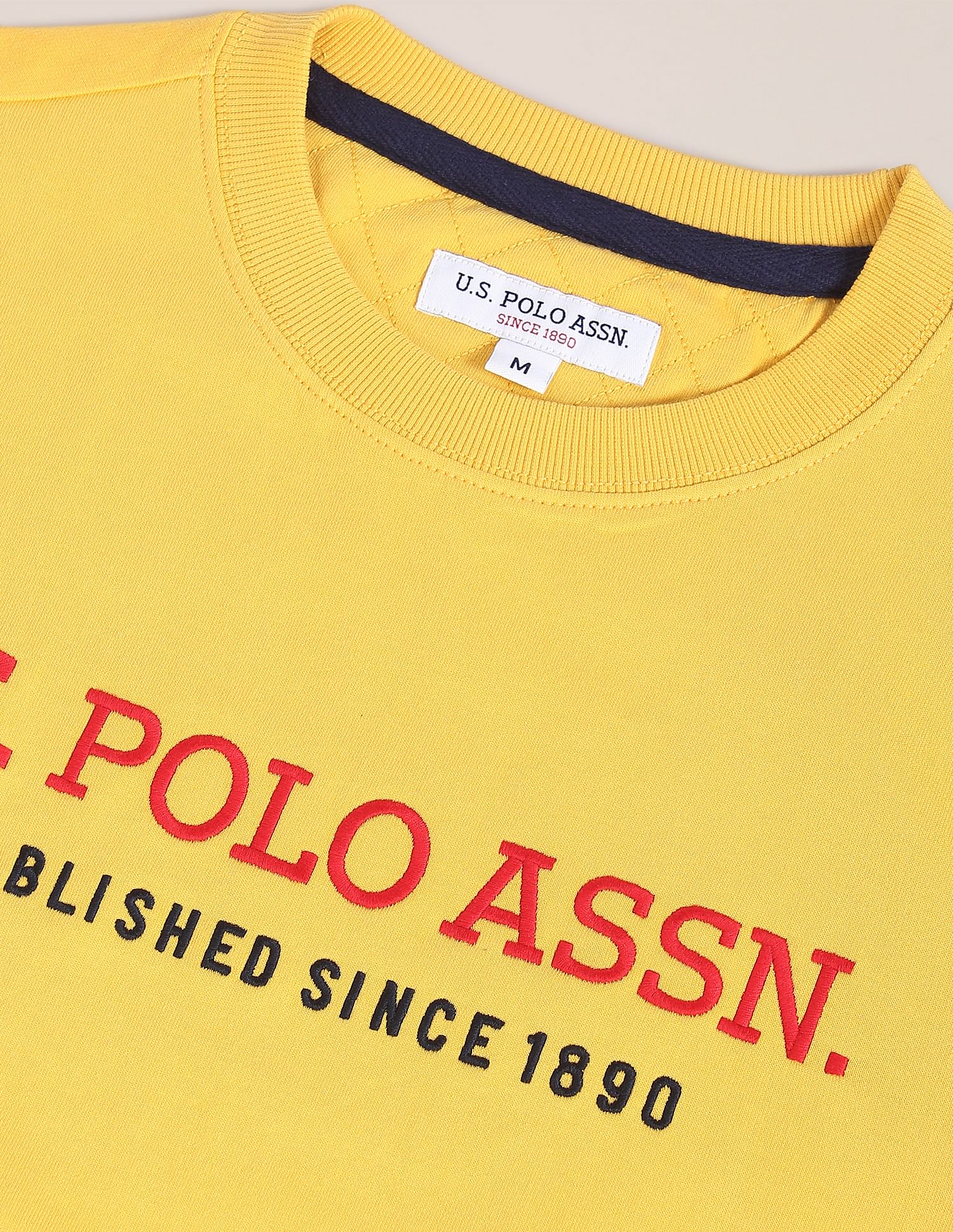 Contrast Stripe Crew Neck Sweatshirt Yellow - U.S. Polo Assn. India | Large