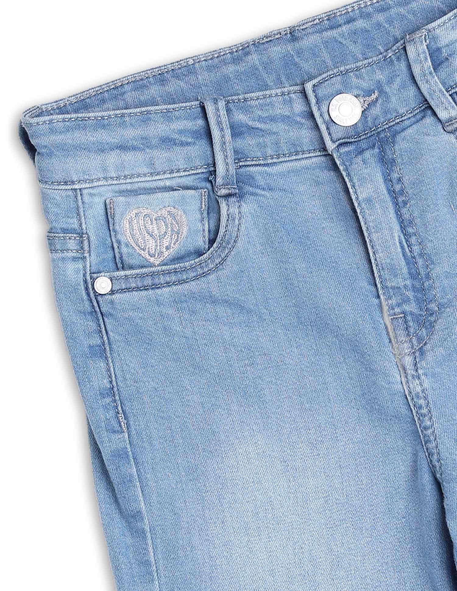 Girls Bootcut Fit Blue Jeans Light Blue - U.S. POLO ASSN. | Large