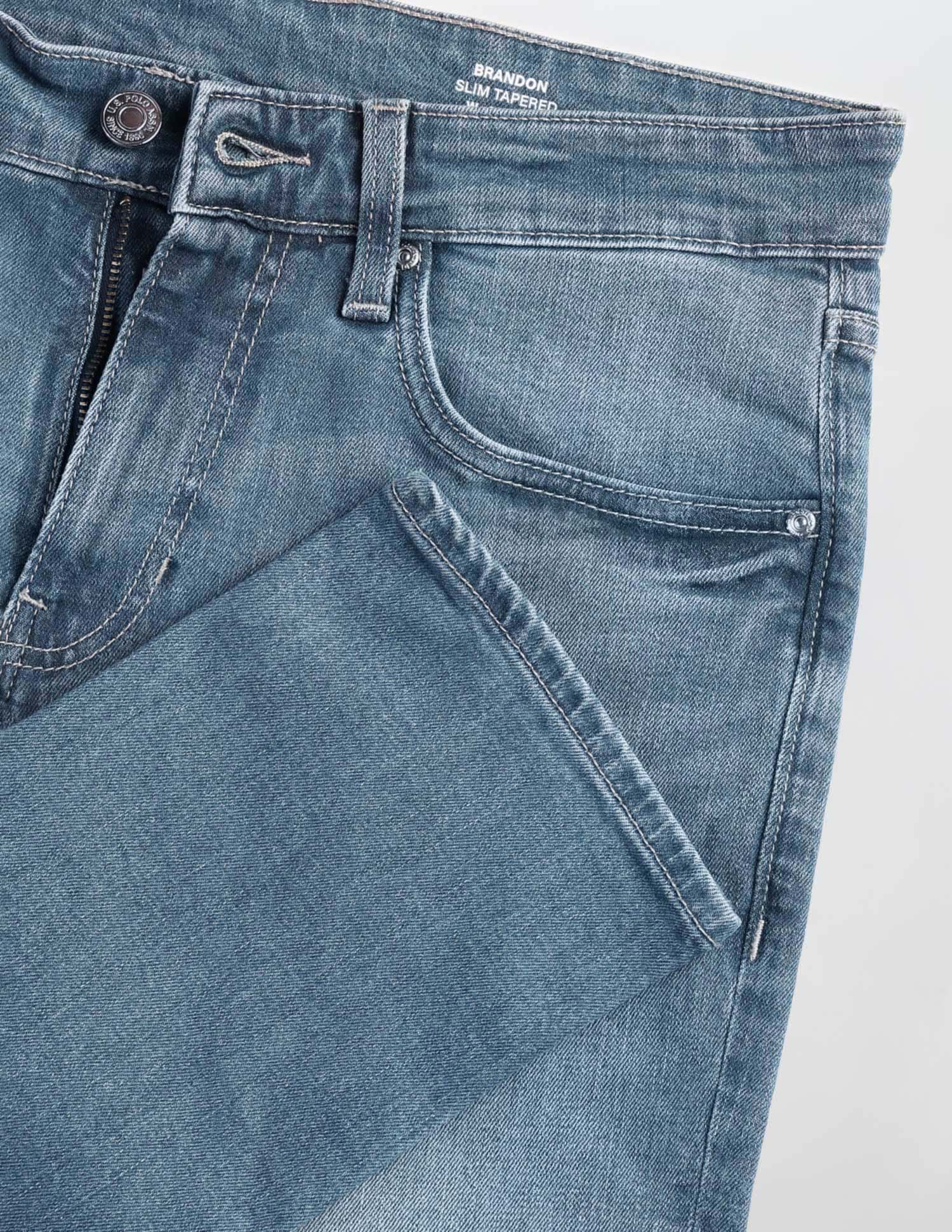 Brandon Slim Tapered Fit Blue Jeans Med Blue - U.S. POLO ASSN. | Large