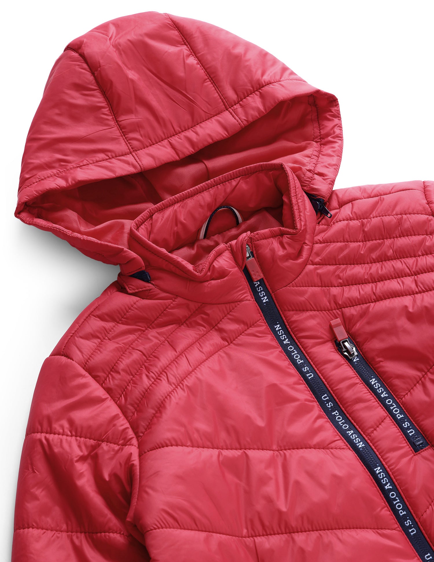 Detachable Hood Solid Padded Jacket Red - U.S. POLO ASSN. | Large