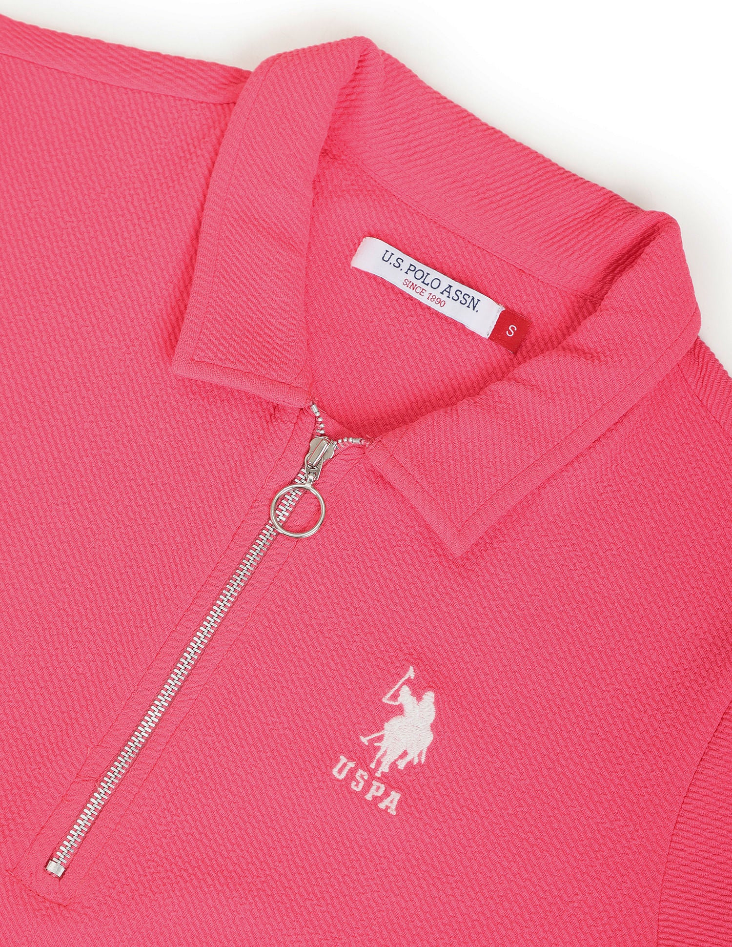 Textured Slim Fit Polo Shirt Pink - U.S. POLO ASSN. | Large