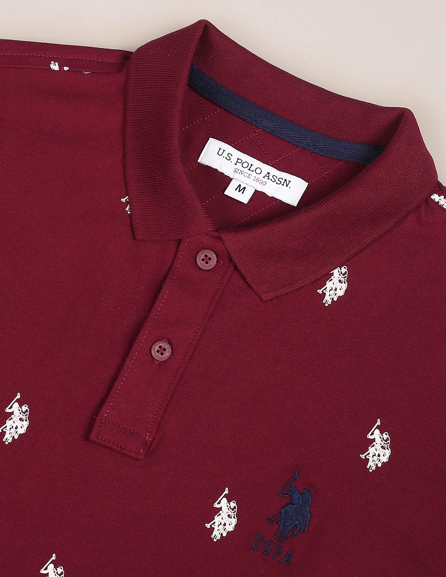 Brand Logo Print Slim Fit Polo Shirt Maroon - U.S. POLO ASSN. | Large