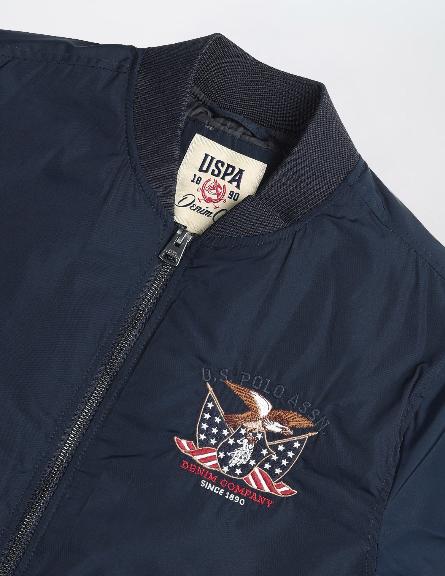Solid Regular Fit Bomber Jacket Navy - U.S. Polo Assn. India | Large
