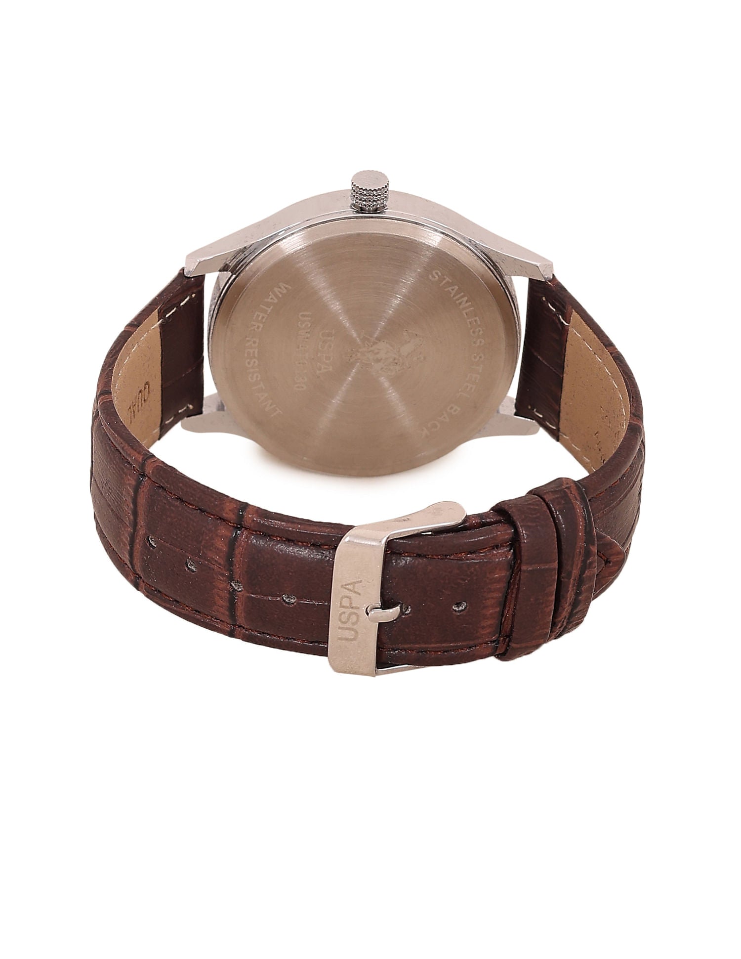 Round Dial Analog Watch Brown and Silver - U.S. Polo Assn. India | Large