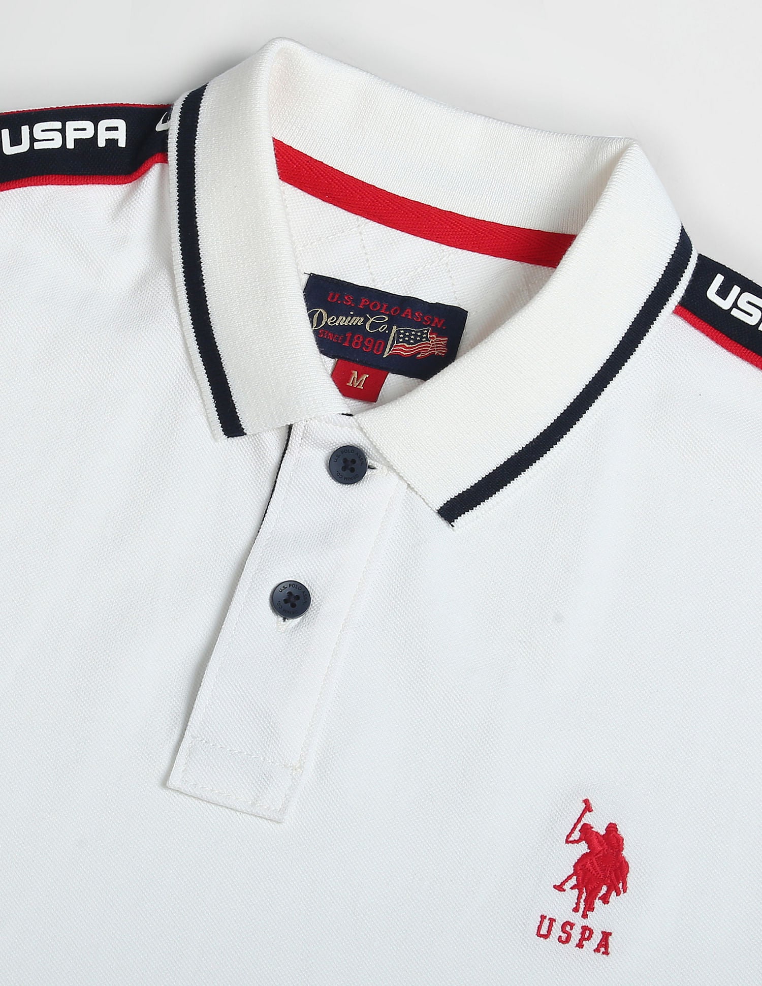 Brand Tape Cotton Polo Shirt Ivory - U.S. Polo Assn. India | Large