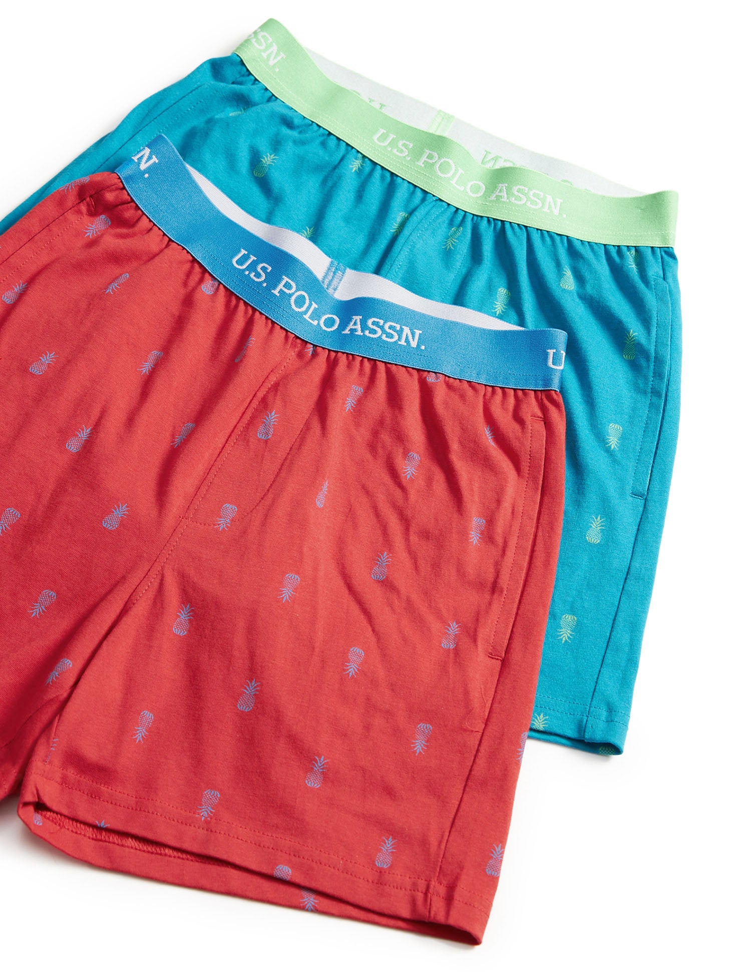 Pineapple Print EKX01 Lounge Shorts - Pack Of 2 Red and Blue - U.S. POLO ASSN. | Large