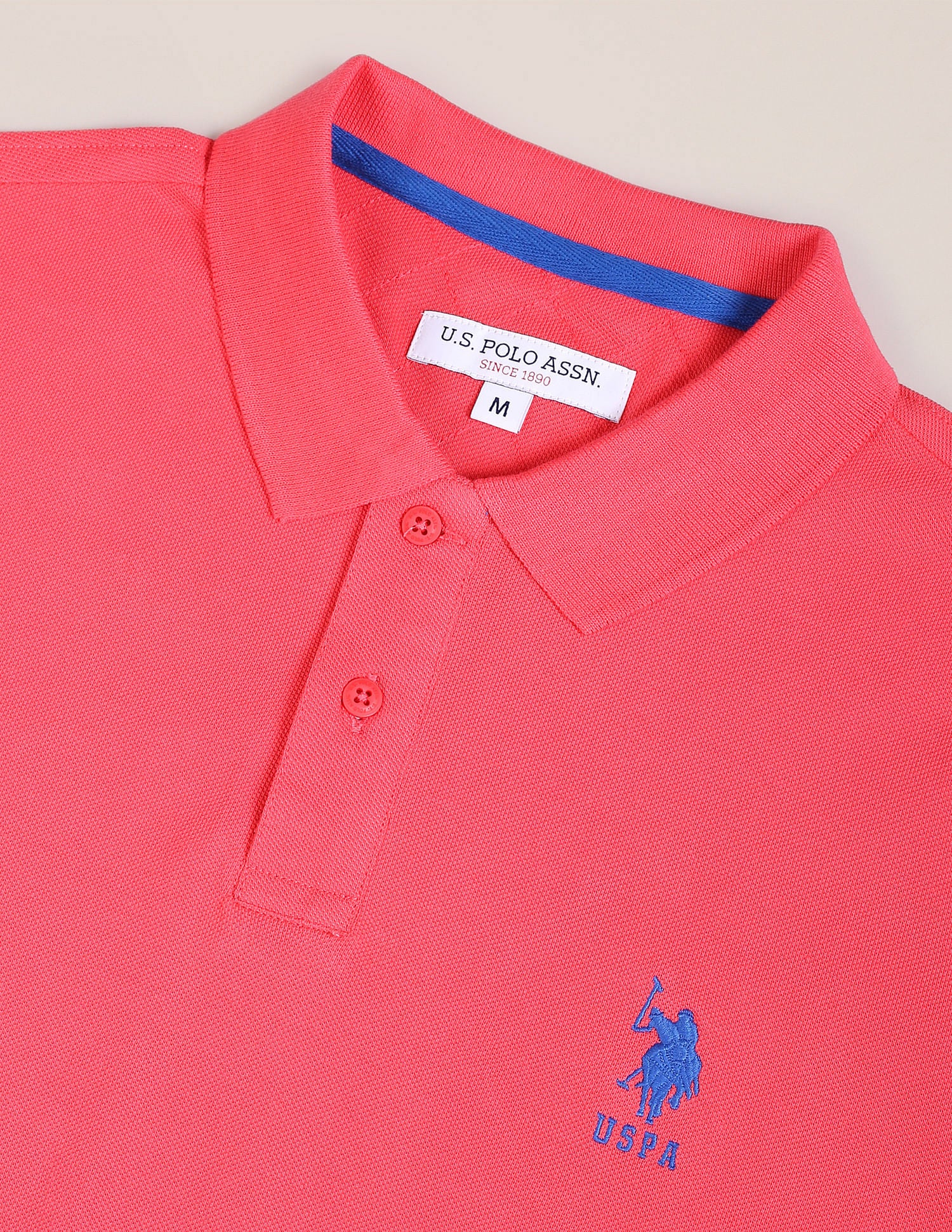 Tipped Collar Slim Fit Polo Shirt Pink - U.S. POLO ASSN. | Large
