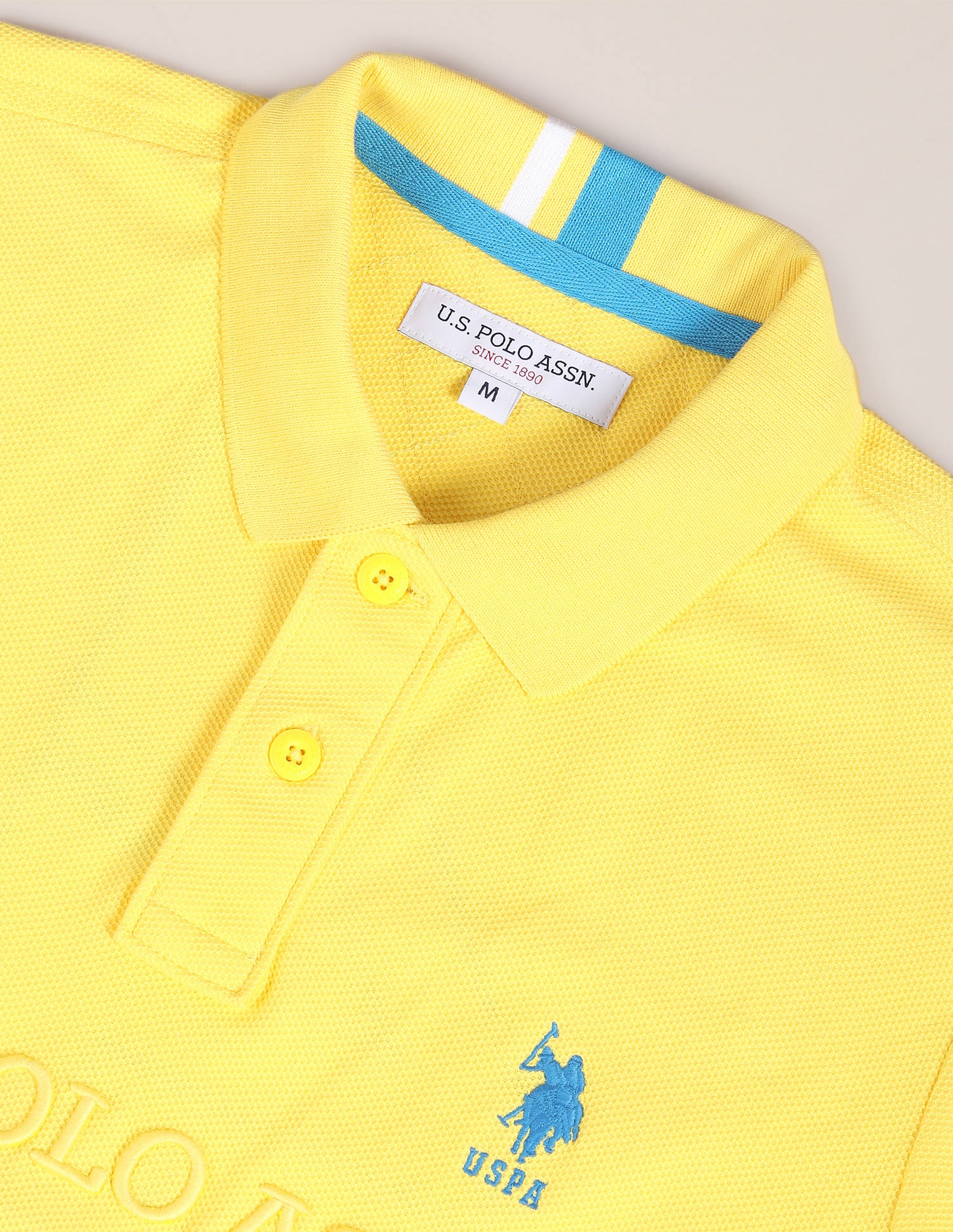 Slim Fit Cotton Polo Shirt Yellow - U.S. Polo Assn. India | Large