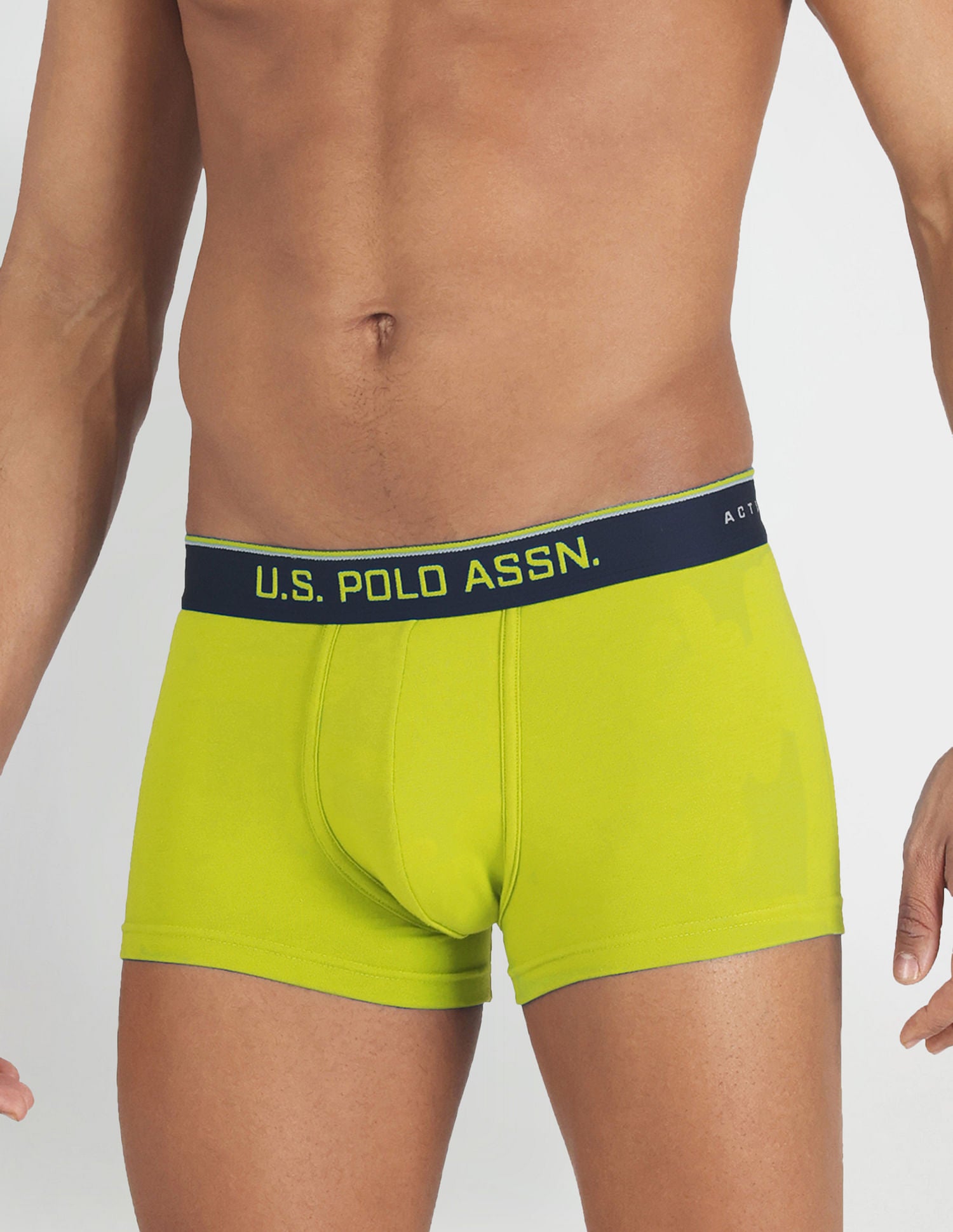 Branded Waist Solid I707 Trunks - Pack Of 1 Lime Green - U.S. POLO ASSN. | Large