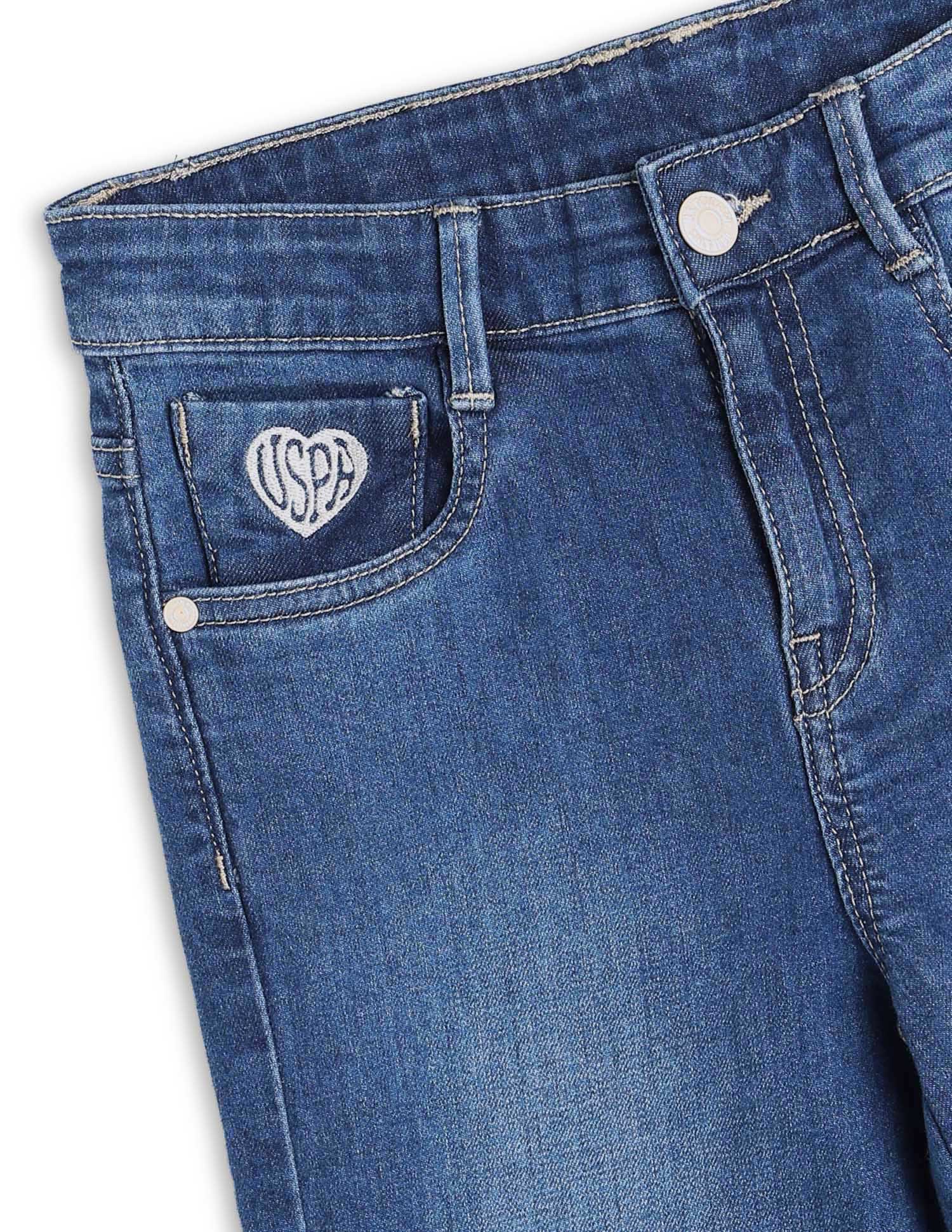 Girls Bootcut Fit Blue Jeans Blue - U.S. POLO ASSN. | Large