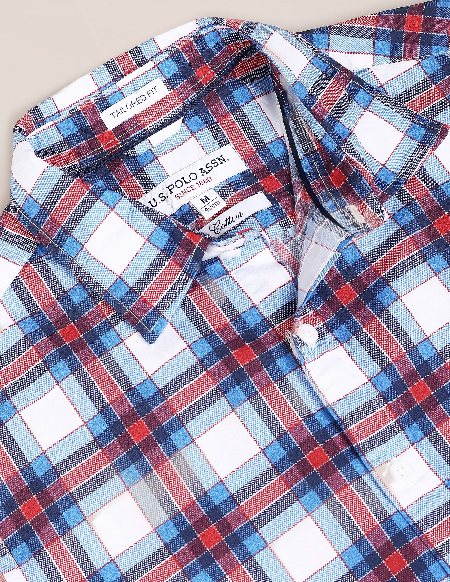 Tartan Tailored Fit Shirt Blue - U.S. POLO ASSN. | Large