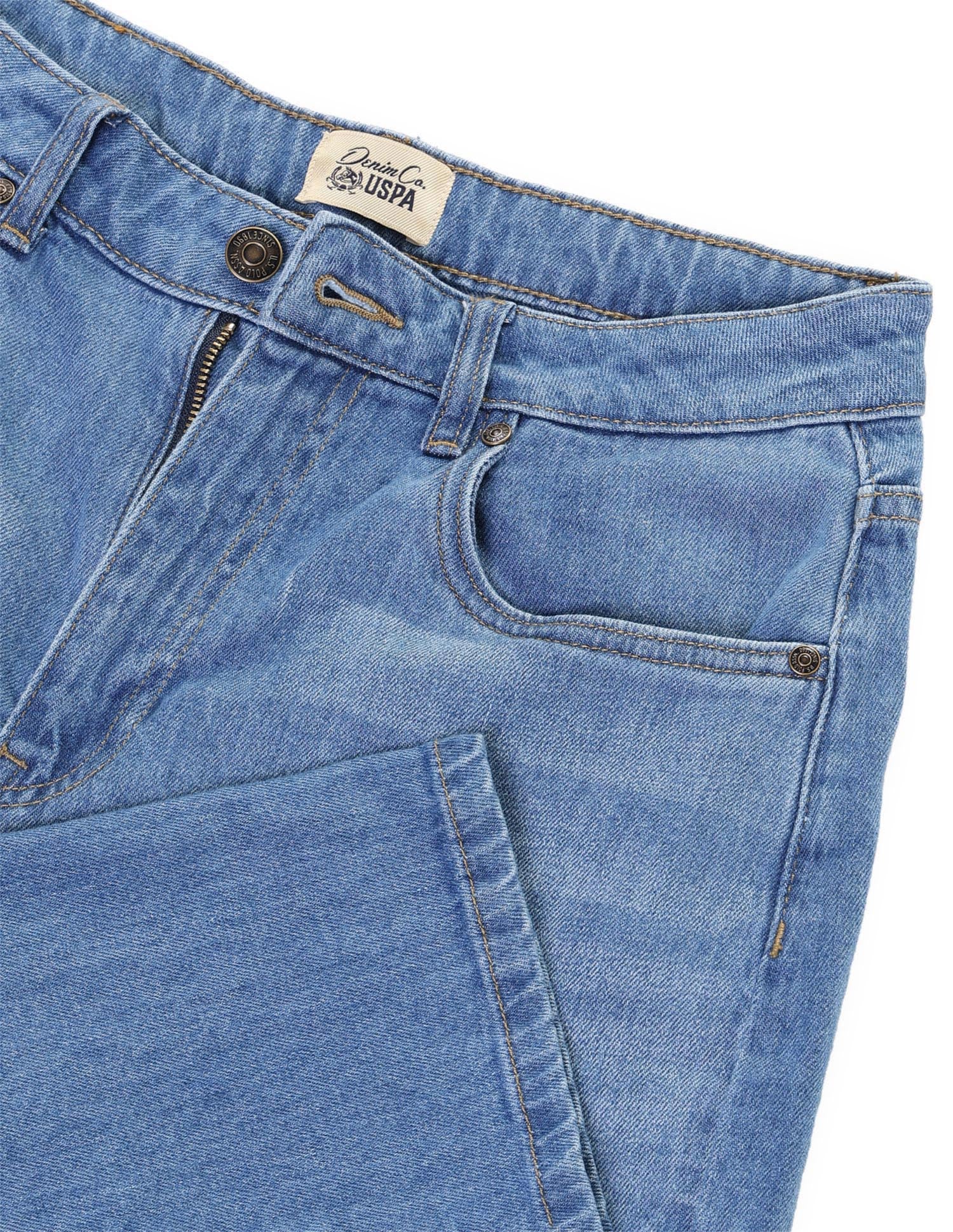 Whiskered Wide Leg Fit Jeans Blue - U.S. Polo Assn. India | Large
